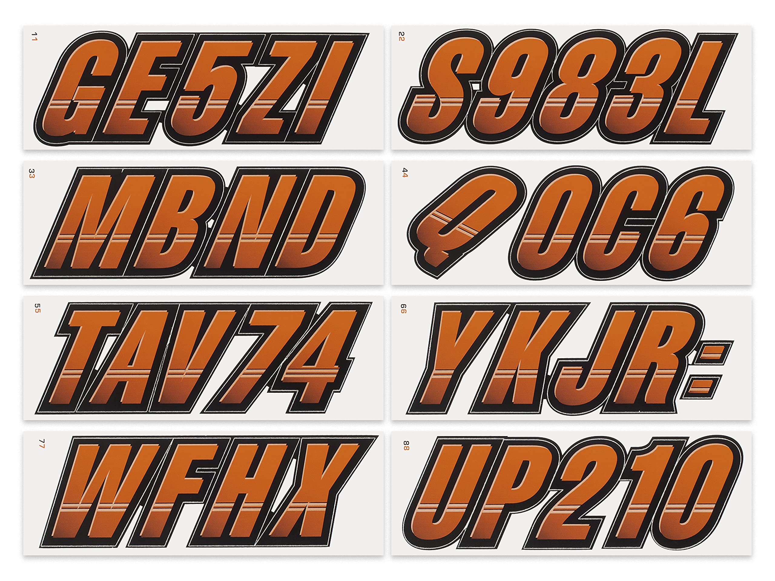 Stiffie Techtron Rust/Black 3 '' Boat & Pwc Registration Decals  Numbers Letters Stickers