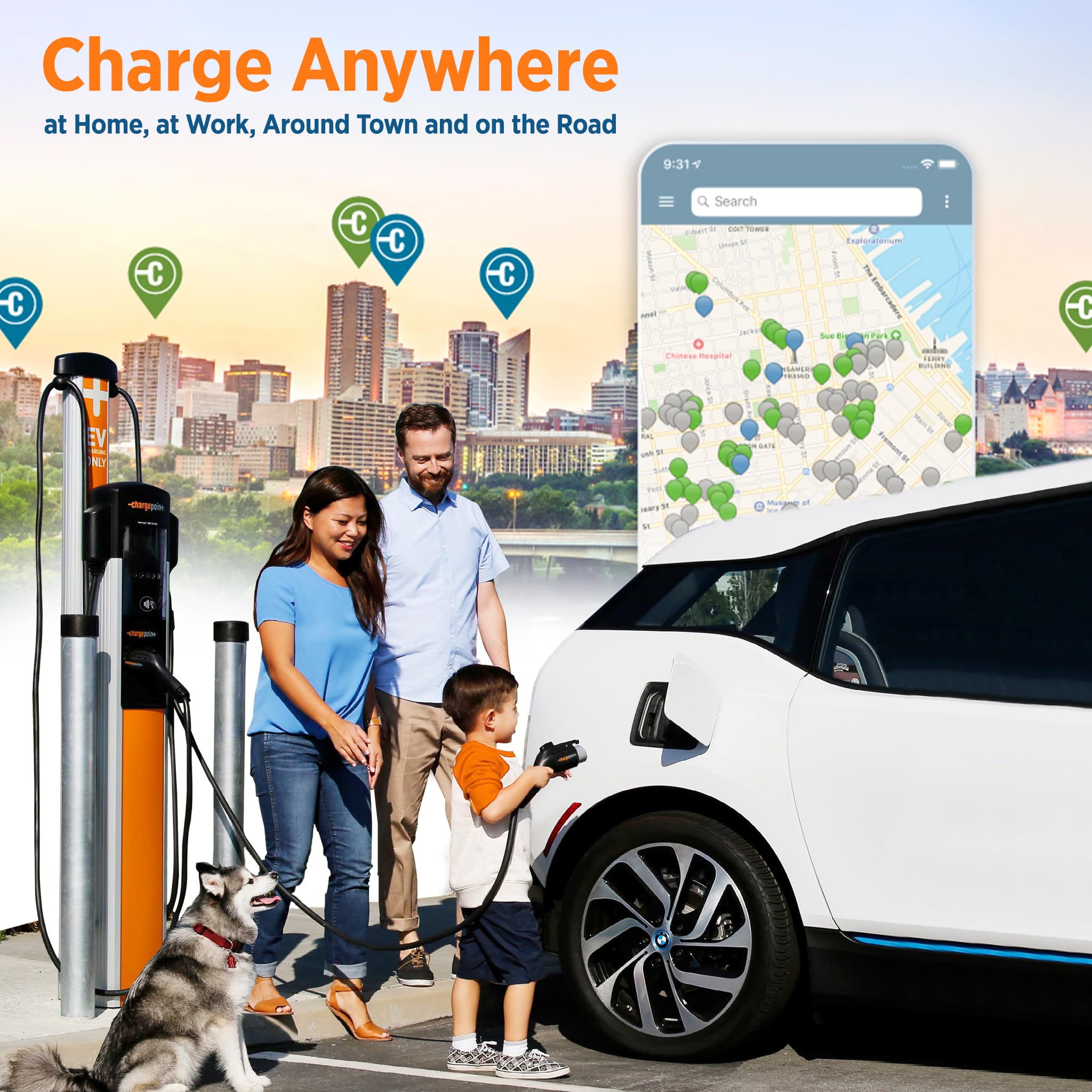 ChargePoint HomeFlex Level 2 EV Charger J1772, Hardwired, Black, Model CPH50-HARDWIRE-L23