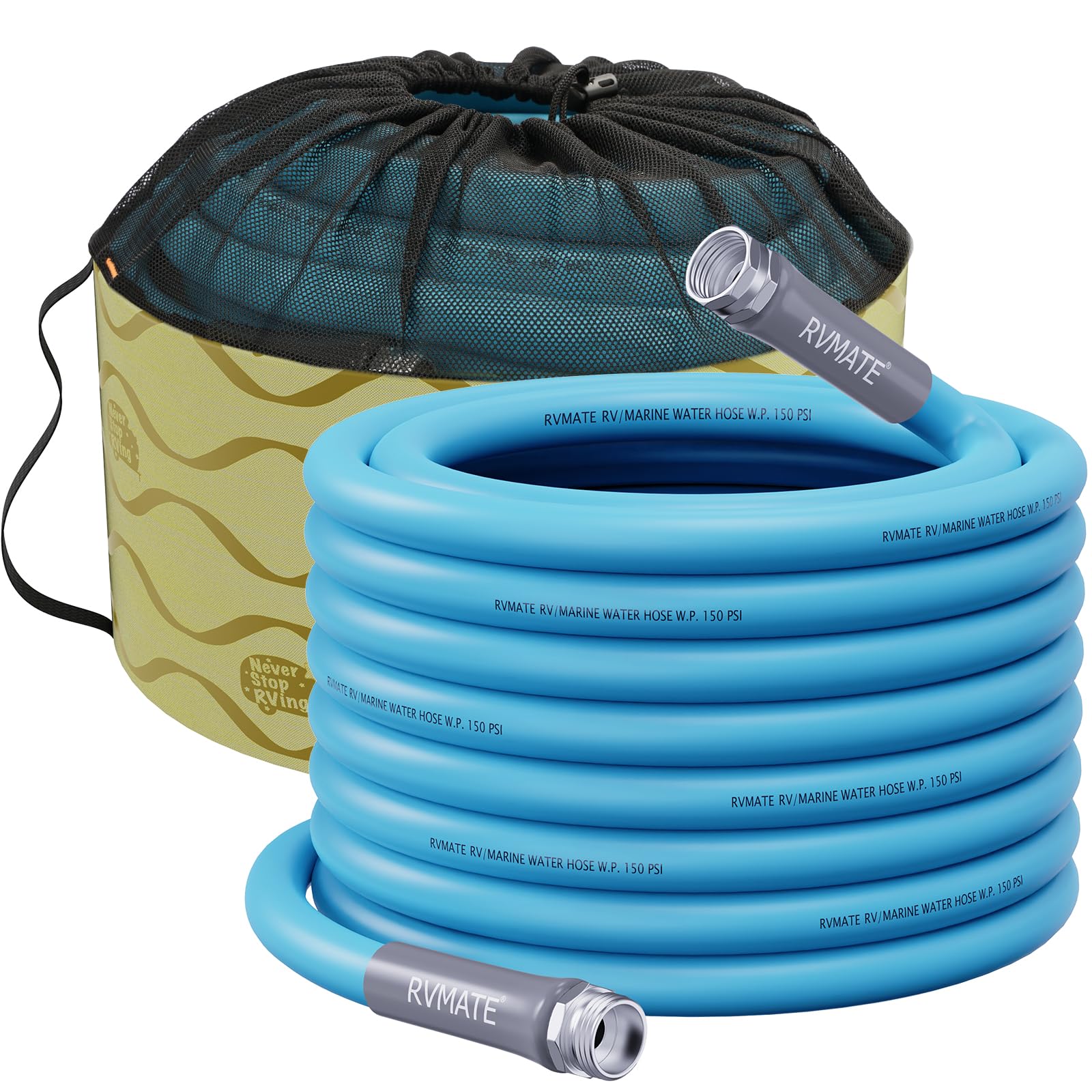 Rvmate Rv Water Hose 100Ft, 5/8    Inner Diameter Drinking Water Hose Lead-Free, No Leaking Garden Hose For Rv/Trailer/Camping,