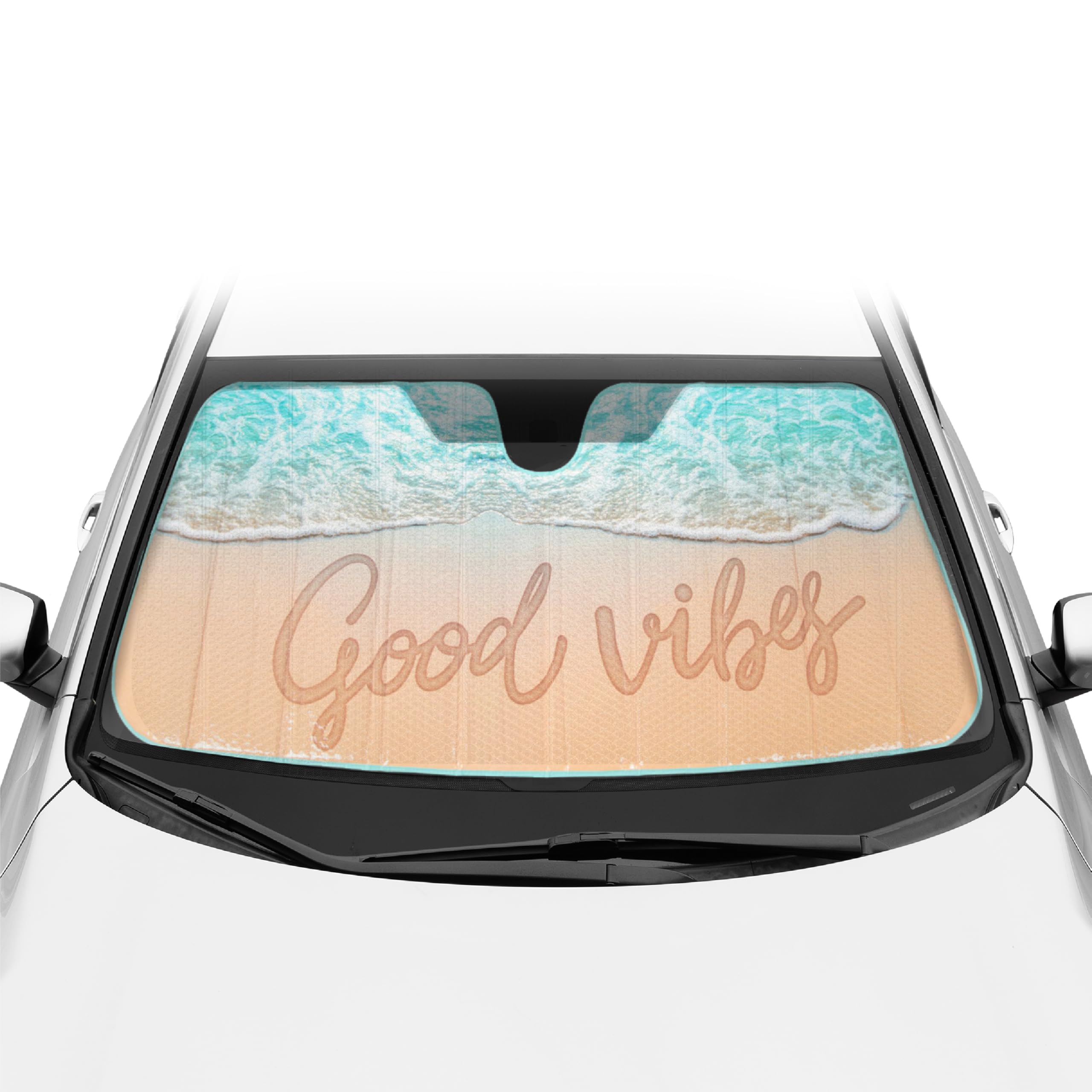 Bdk Usa Good Vibes Beach Sun Visor For Car Windshield Sunshade - Truck Sun Shade Windshield Cover & Accordion Window Cover Car S