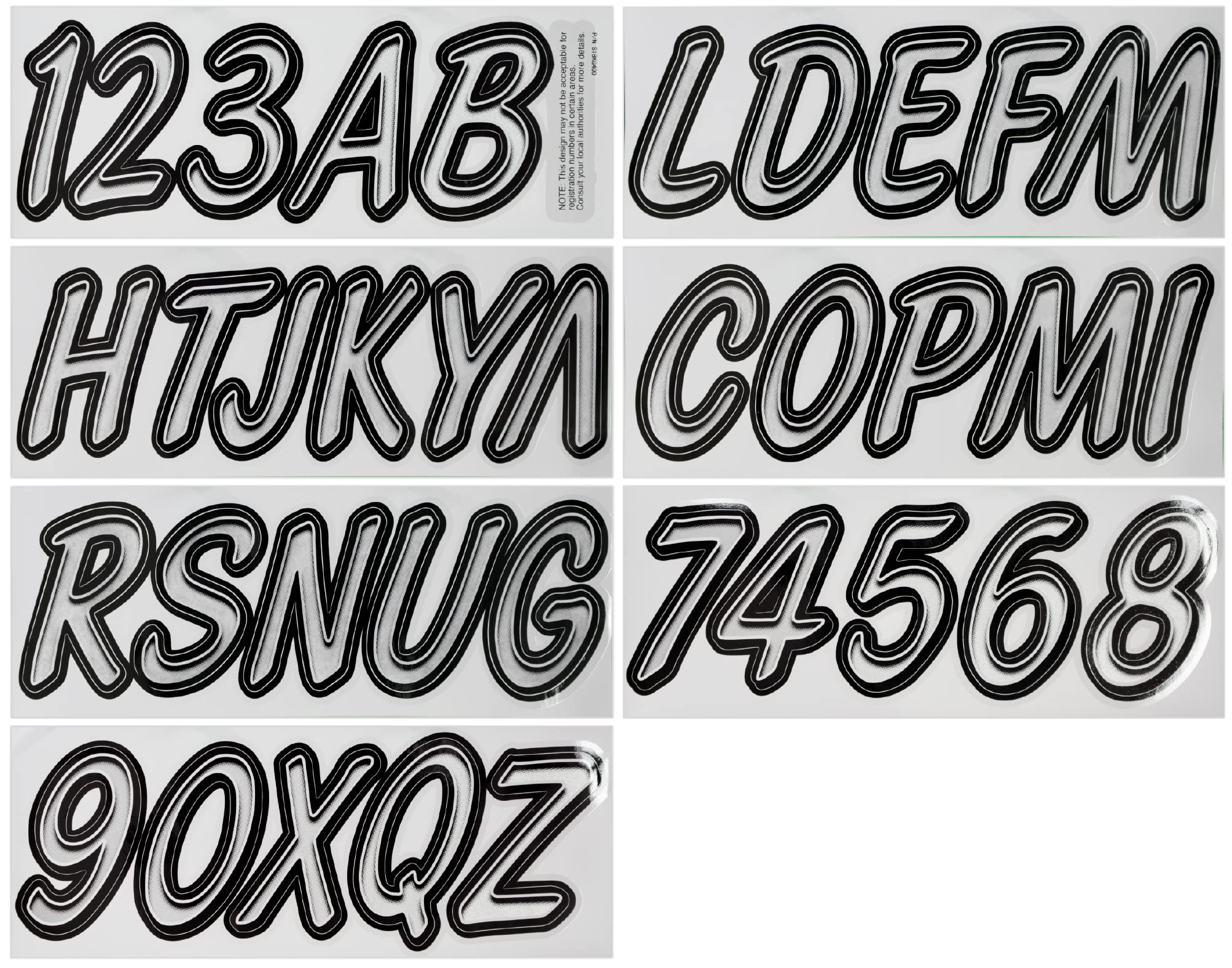 Hardline Products Series 400 Factory Matched 3-Inch Boat & Pwc Registration Number Kit, Silver/Black - Sibkg400