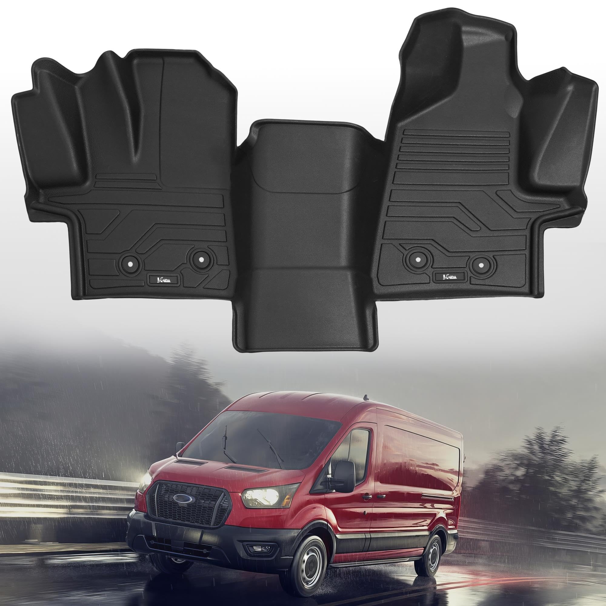 Karpal Floor Mat Front Liner Fit For 2022-2024 Ford Transit (All Models W/Vinyl Floors), Custom Fit Tpe All Weather Ford Transit