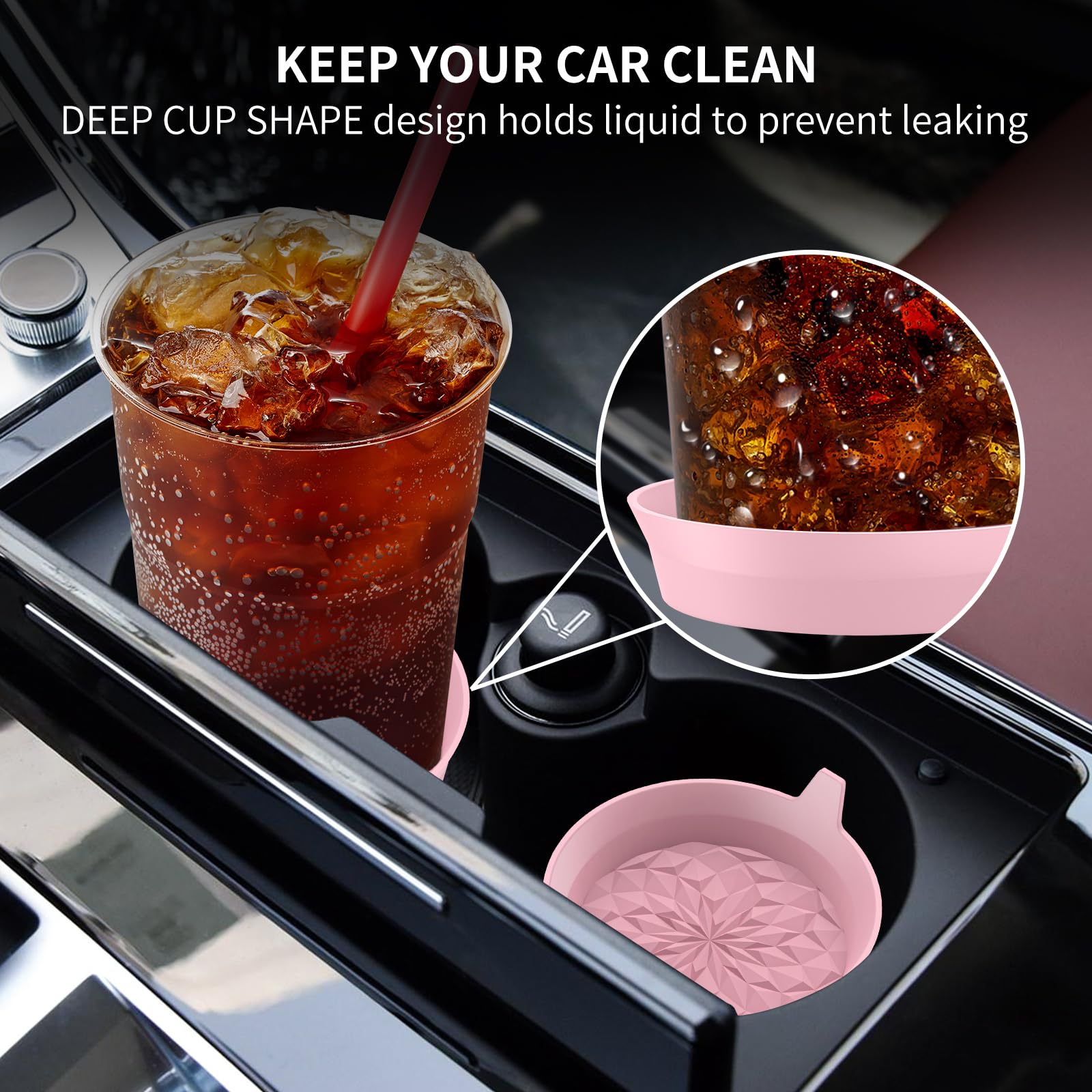 ME.FAN Car Cup Coasters [4 Pack] Silicone Cars Coasters - Universal Non-Slip Recessed Interior Accessories - Cup Holder Inserts