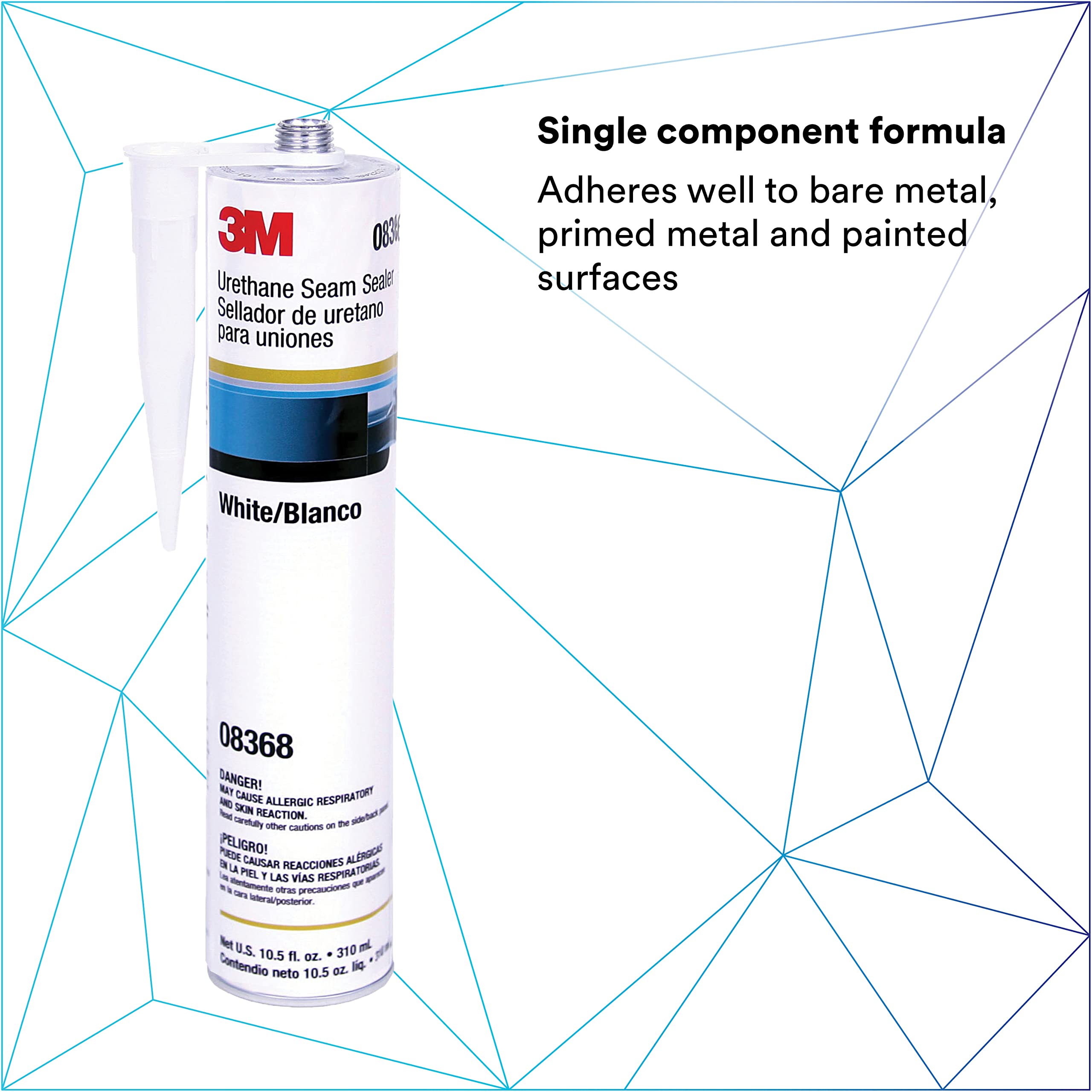 3M Urethane Seam Sealer, 08368, White Color, High Solids, Permanently Flexible, 310Ml/10.5 Fl Oz Cartridge