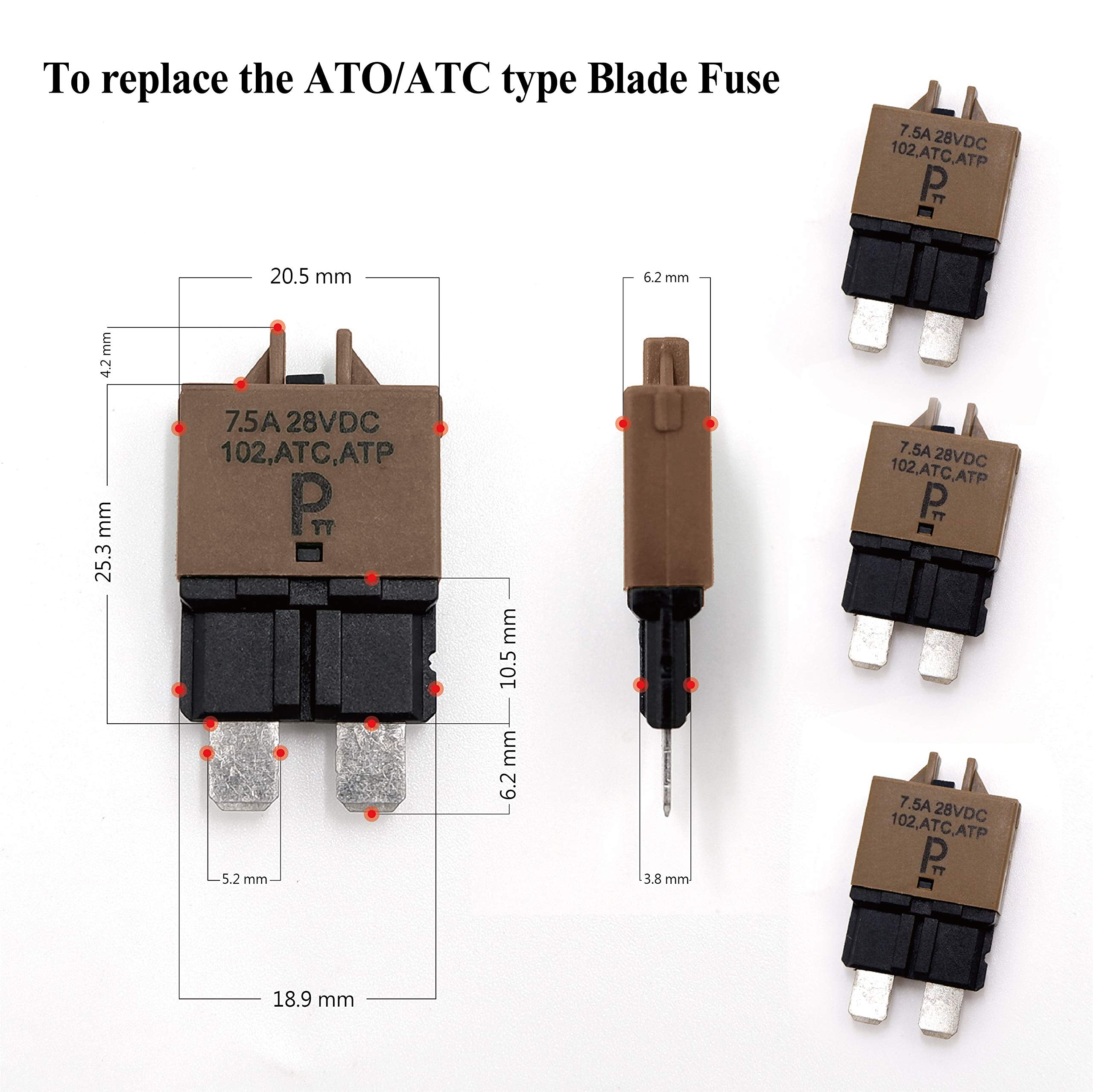 Parts Ptt Automotive Atc/Ato Circuit Breakers T3, Manual-Reset (5Pcs) (7.5A)