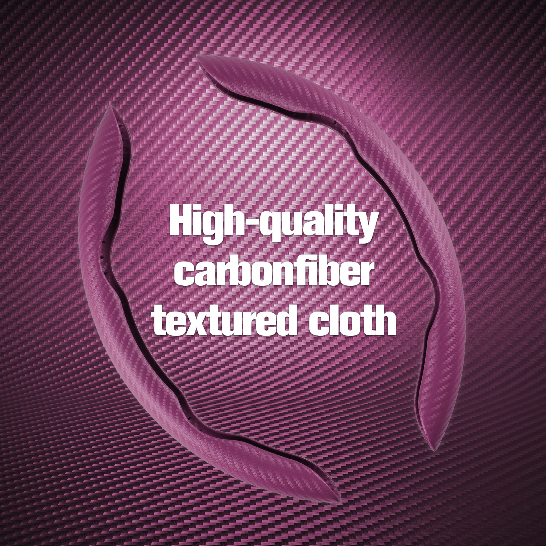 Amiss Car Carbon Fiber Anti-Skid Steering Wheel Cover, Segmented Steering Wheel Protector, Butterfly Steering Wheel Cover, Universal 99% Car Wheel Cover Protector, Car Interior Accessories (Pink)