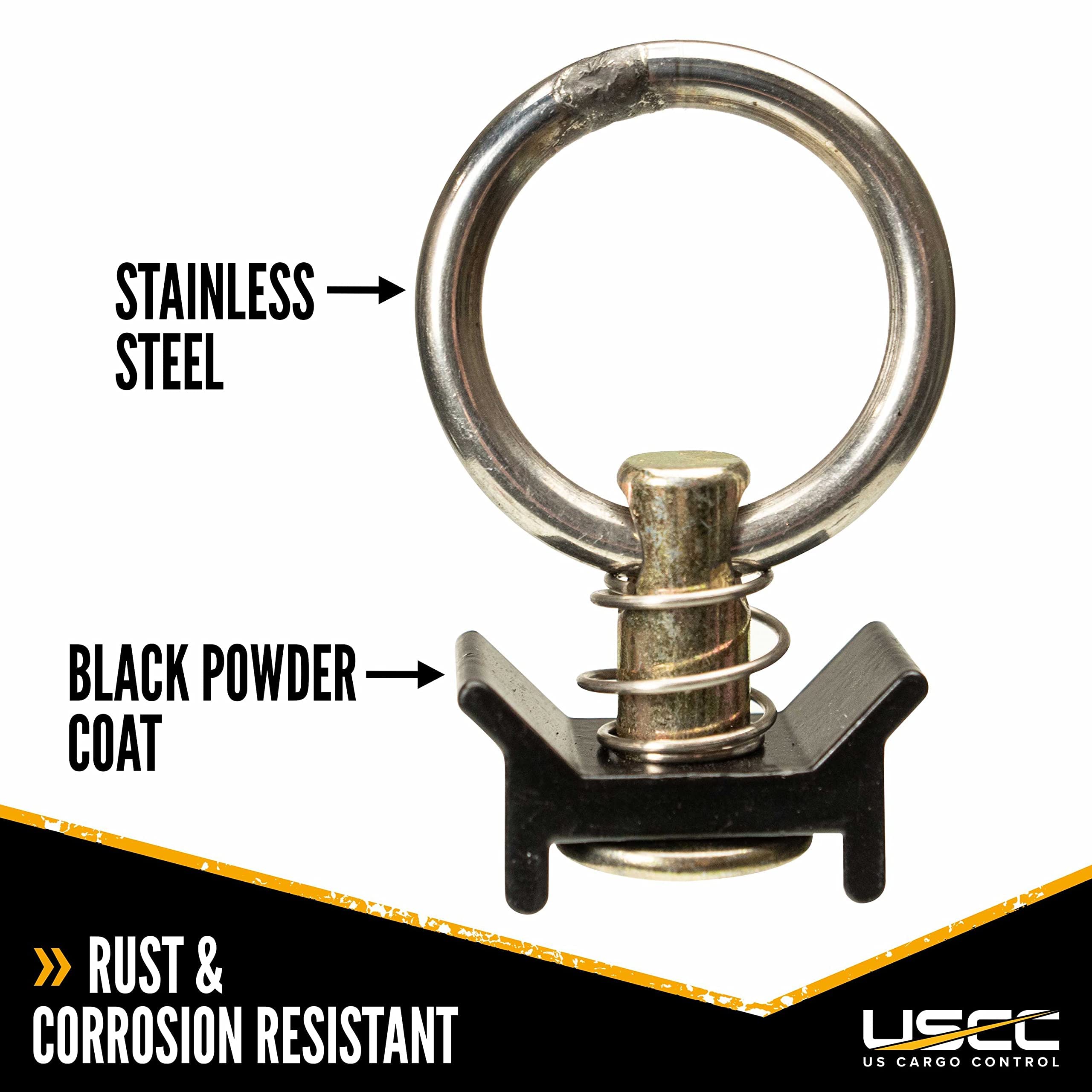 Us Cargo Control Black L Track Single Stud Fitting With Round Ring, Use With L Track Rails To Create Instant Tie-Down Anchor Poi