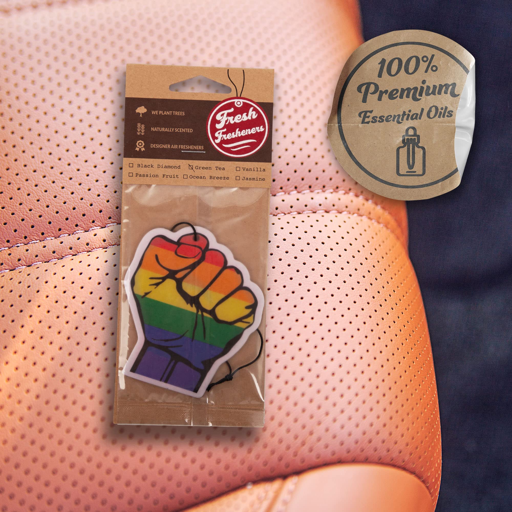 Fresh Fresheners Cute Funny Car Air Fresheners 4-Pack (Pride Power)