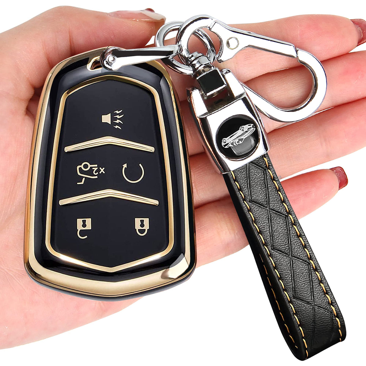 For Cadillac Key Fob Cover - Key Fob Cover Case Holder For 2015-2019 Cadillac Escalade Cts Srx Xt5 Ats Sts Ct6 Superior Soft Tpu