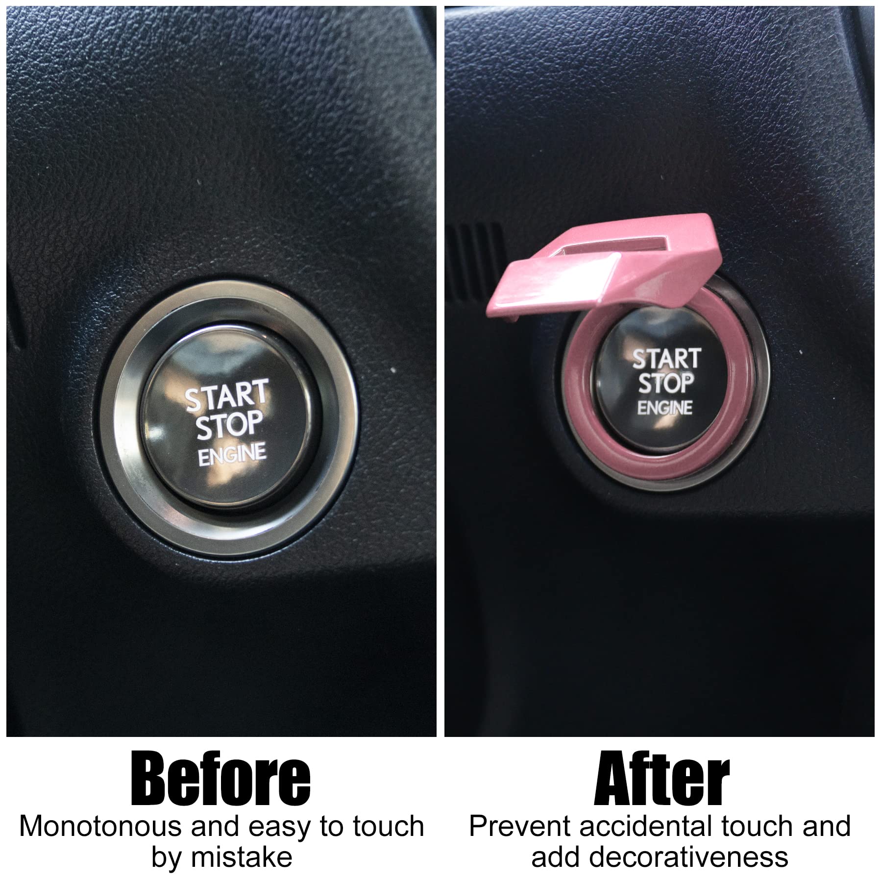 Singaro Universal Engine Start Stop Button Cover, Car Power Control Zinc Alloy Trim, One Button Start Button Cover Interior Accessories(Pink)