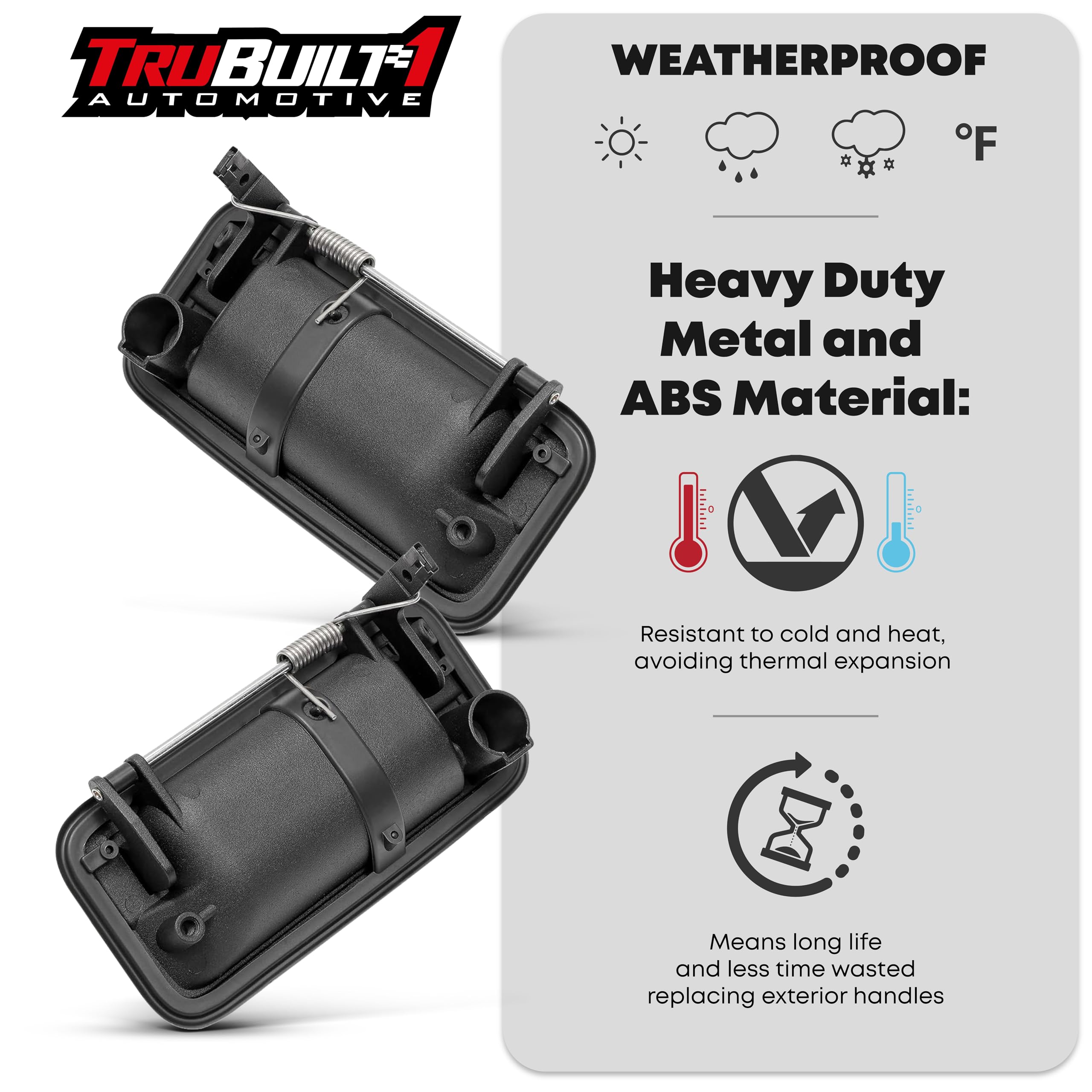 TRUBUILT1 Exterior Door Handle Set - Metal Lever Right & Left - Black - Compatible with 1995-2000 Chevy GMC C/K 1500 2500 3500, Esc