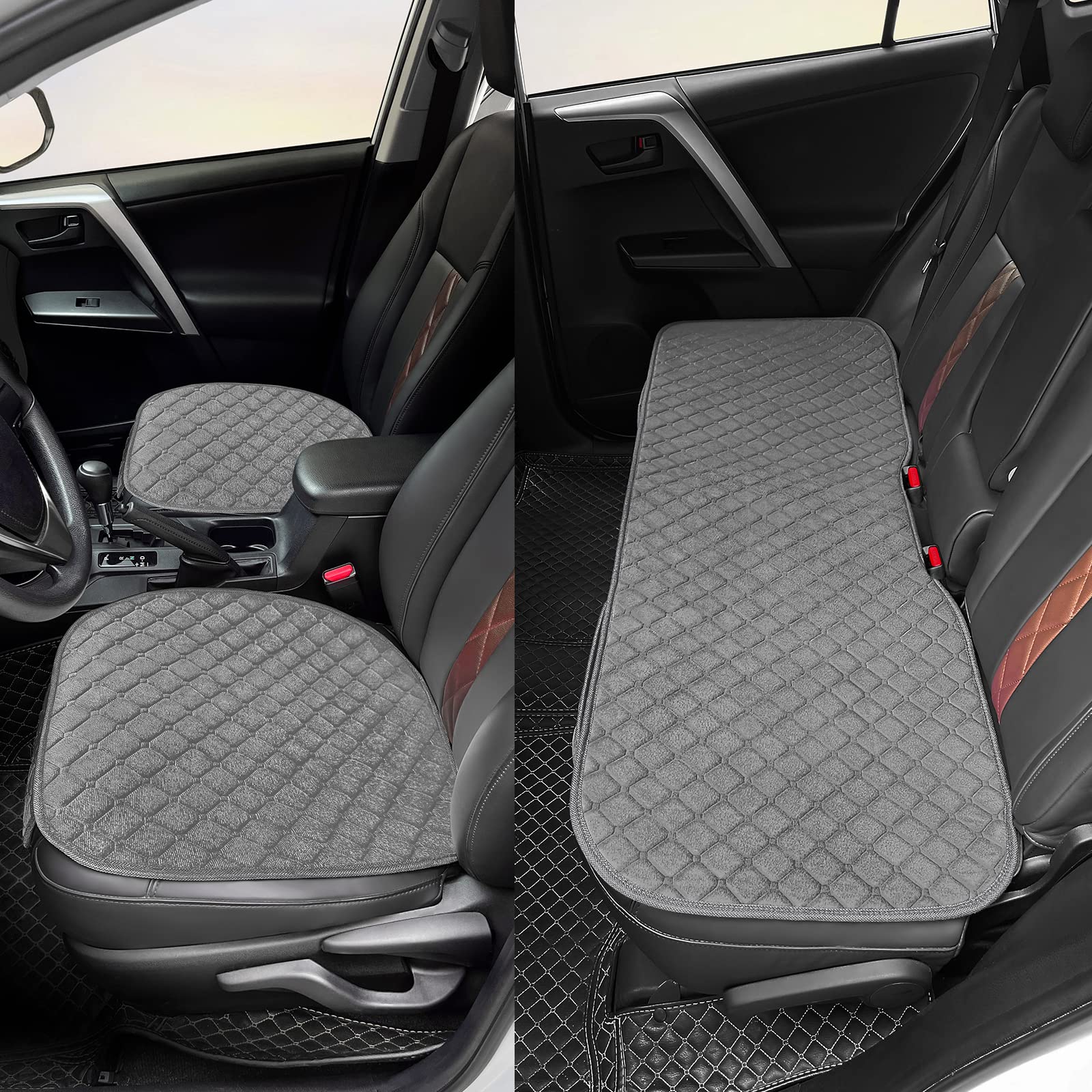 Surpassme Car Seat Covers Universal Seat Covers For Car Accessories With Storage Pockets, Car Front Seat Covers And Rear Bench C