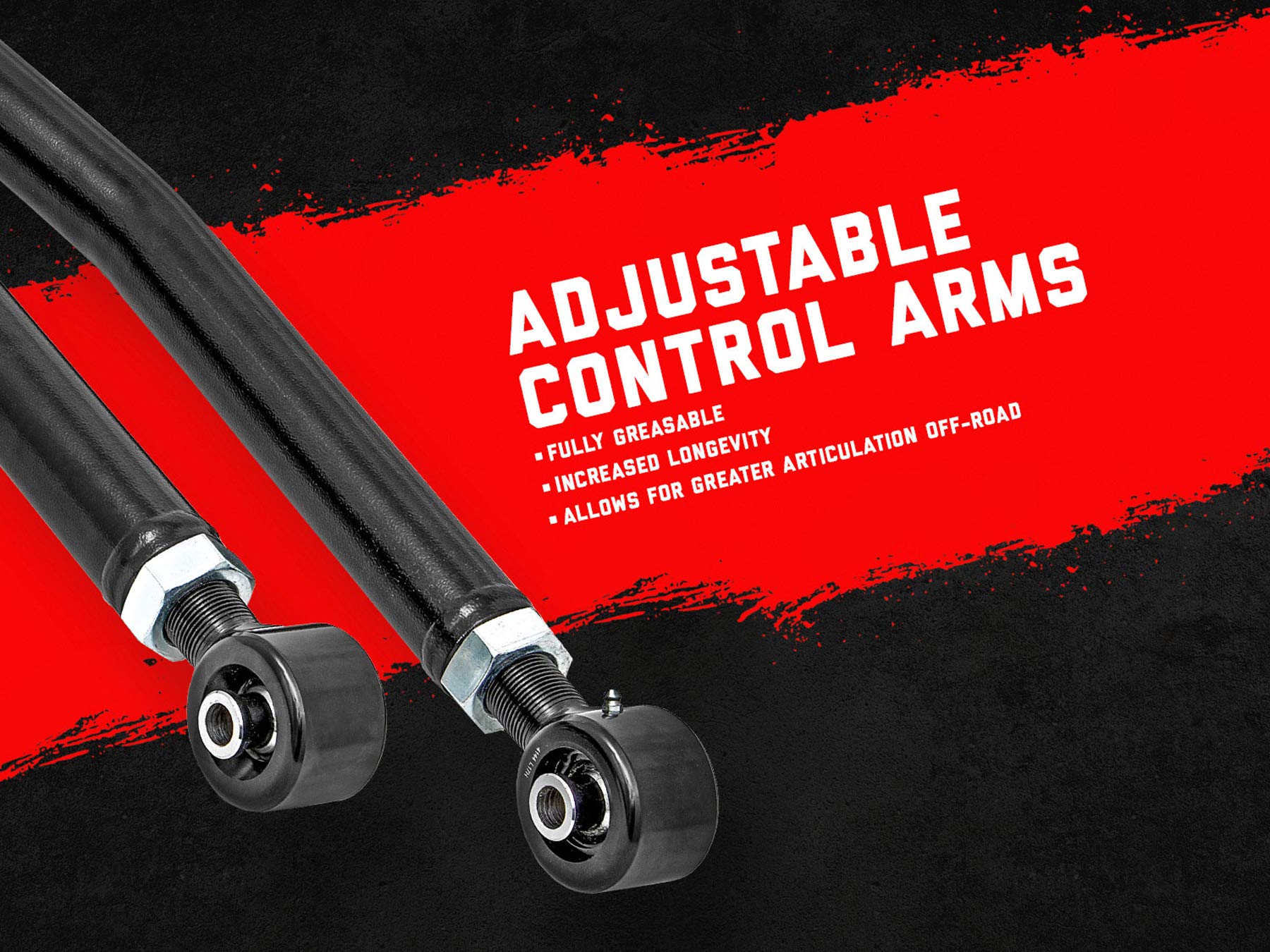 Rough Country X-Flex Control Arms for Jeep Wrangler TJ/Cherokee XJ - Model 11900, Black
