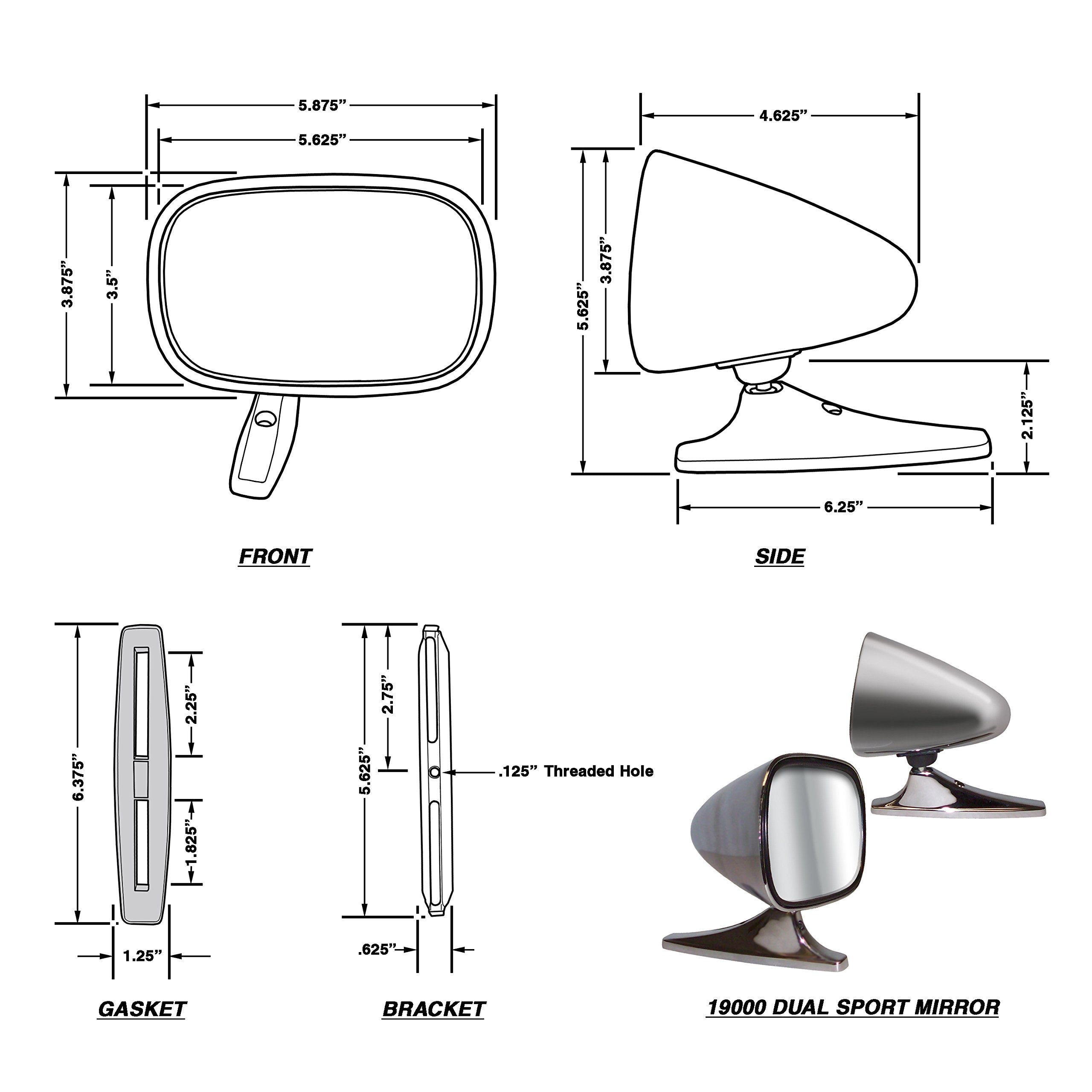 Cipa 19000 Dual Sport Chrome Car Side Mirrors (Pair)