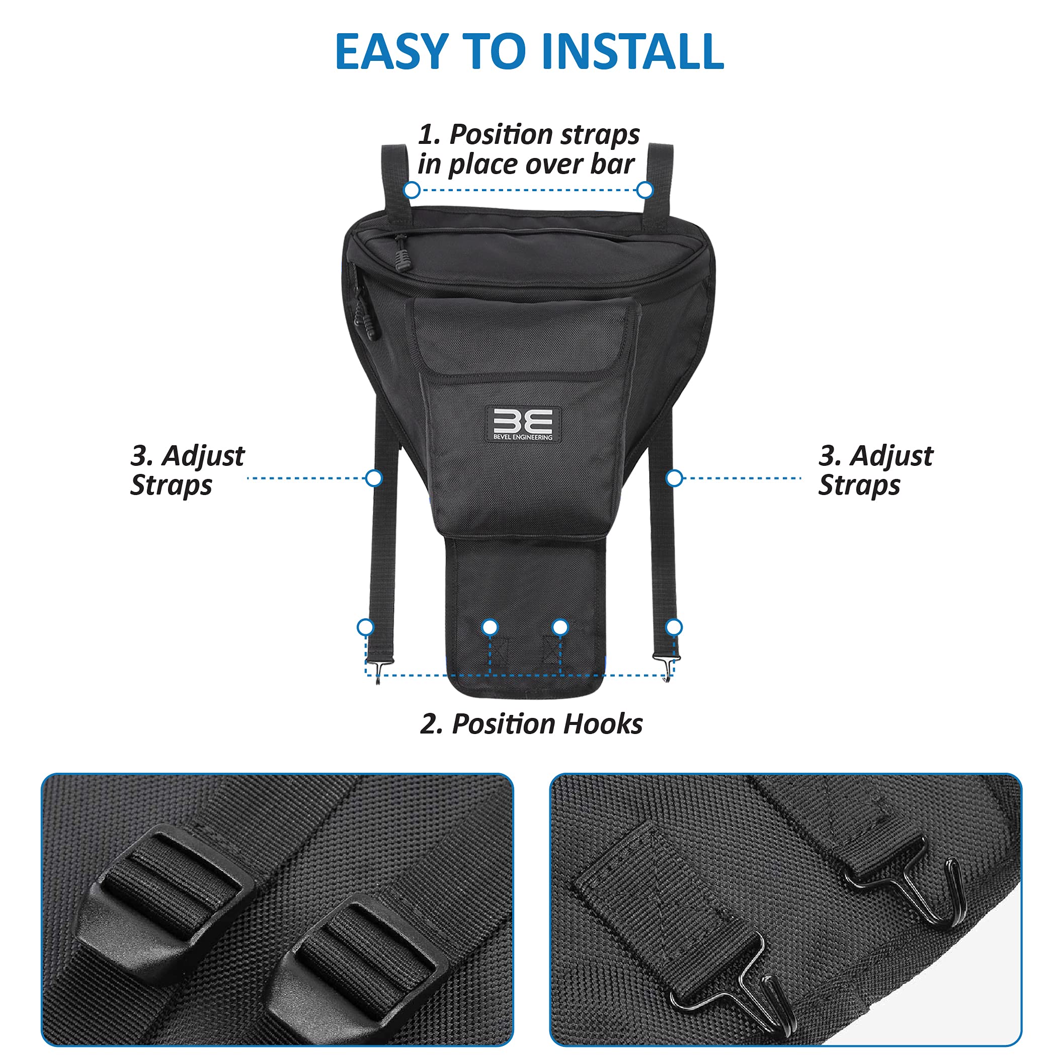 Be Bevel Engineering Storage Bag, Utv Cab Pack Center Seat Bag, Compatible With Polaris Rzr 570 800 S 900 1000 Xp