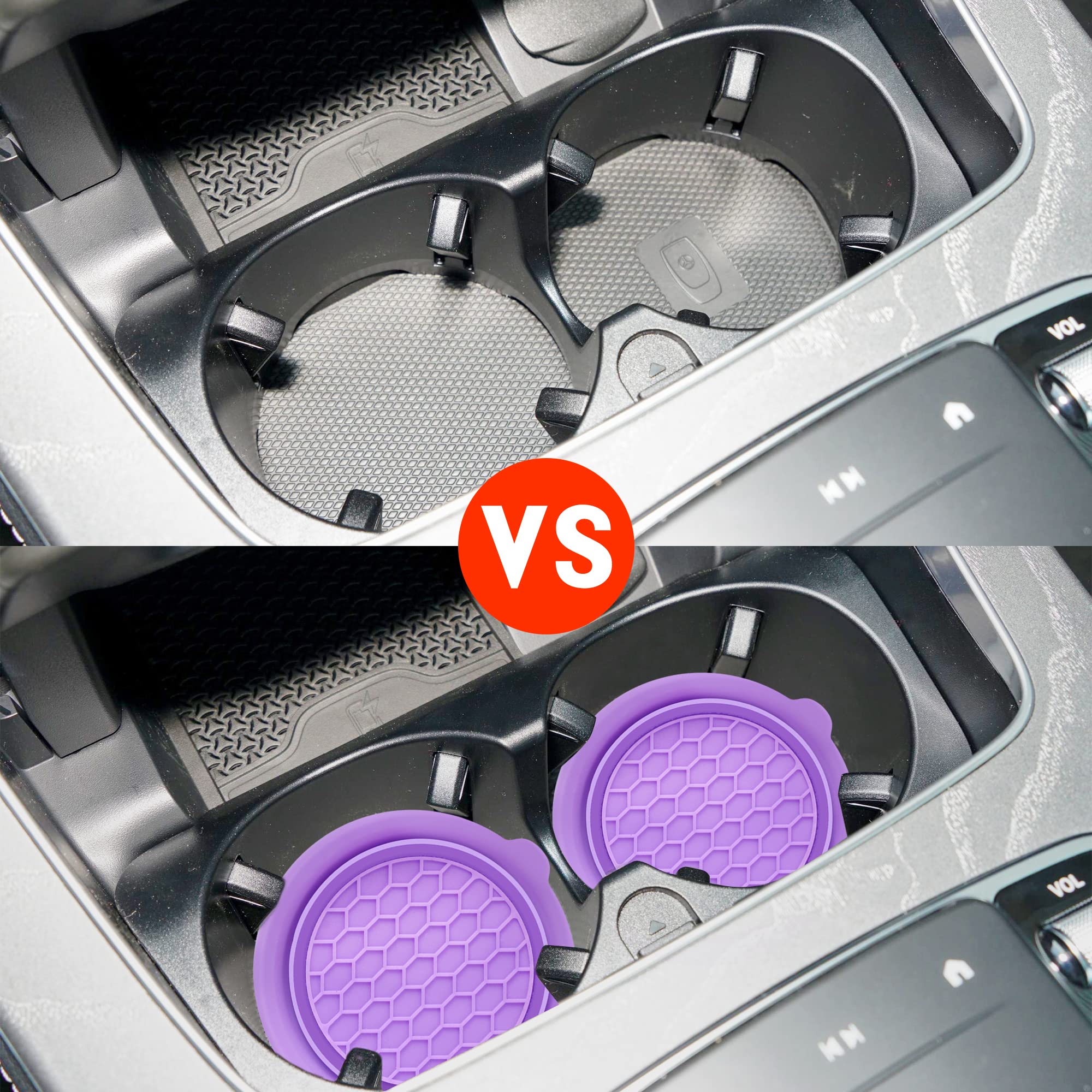 Amooca Car Cup Coaster Universal Automotive Waterproof Non-Slip Cup Holders Sift-Proof Spill Holder Car Interior Accessories 2 P