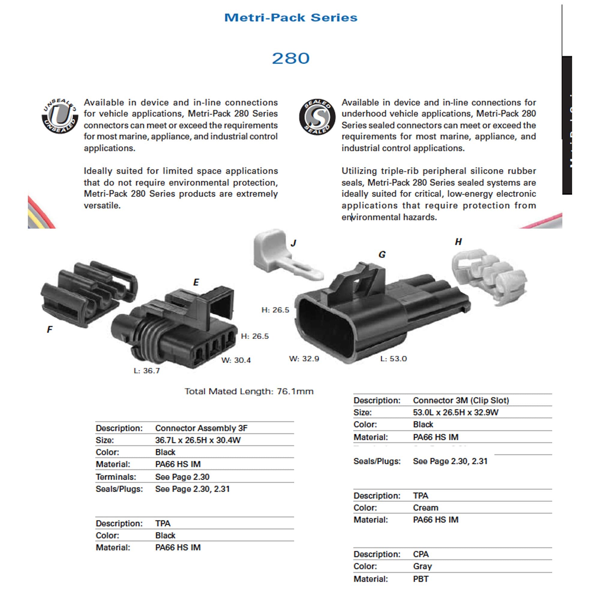 3-Pin Aptiv Metri-Pack Waterproof Connector 30 Amp 10-12 Ga (3-Pin (2 Set) W/10-12Ga)