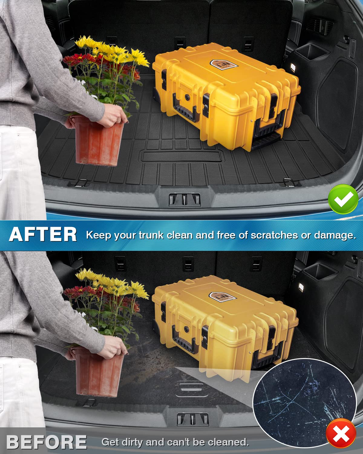 Mixsuper Cargo Liner for Ford Edge 2015-2025 (5 Seats) All Weather Cargo Mat Trunk Liner Rear Trunk Tray Black