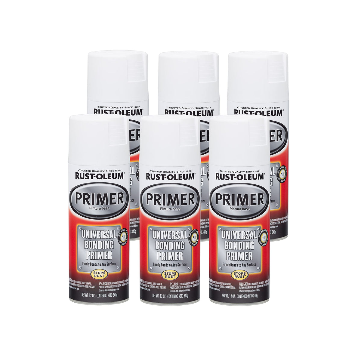 Rust-Oleum 286793-6PK Automotive Universal Bonding Primer Spray, 12 oz, Flat White, (Pack of 6)
