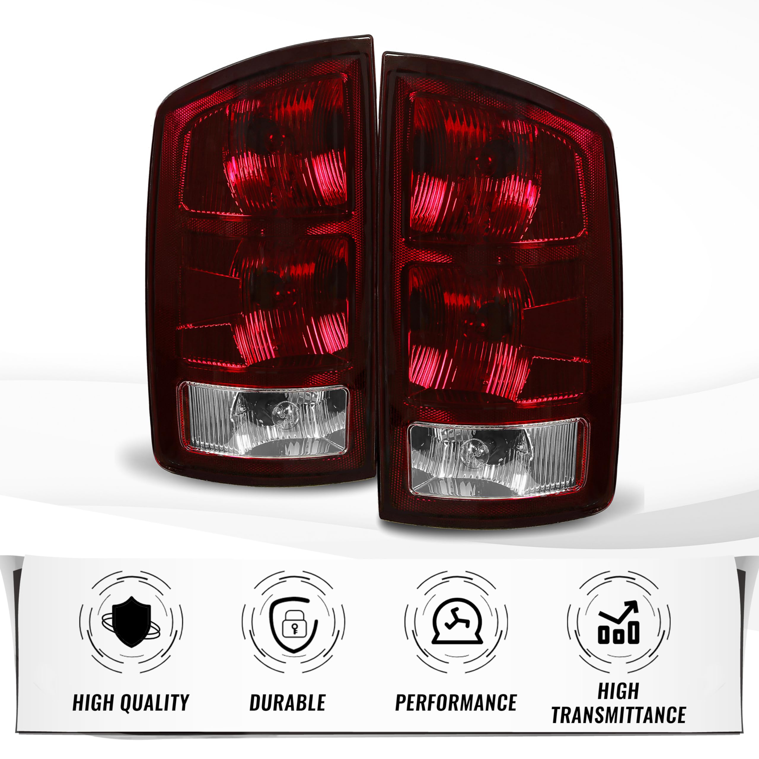 Hecasa Tail Light Assembly W/Bulb Compatible With 2002-2006 Dodge Ram 1500/2003-2006 Dodge Ram 2500 3500 Tail Lamp Signal Brake