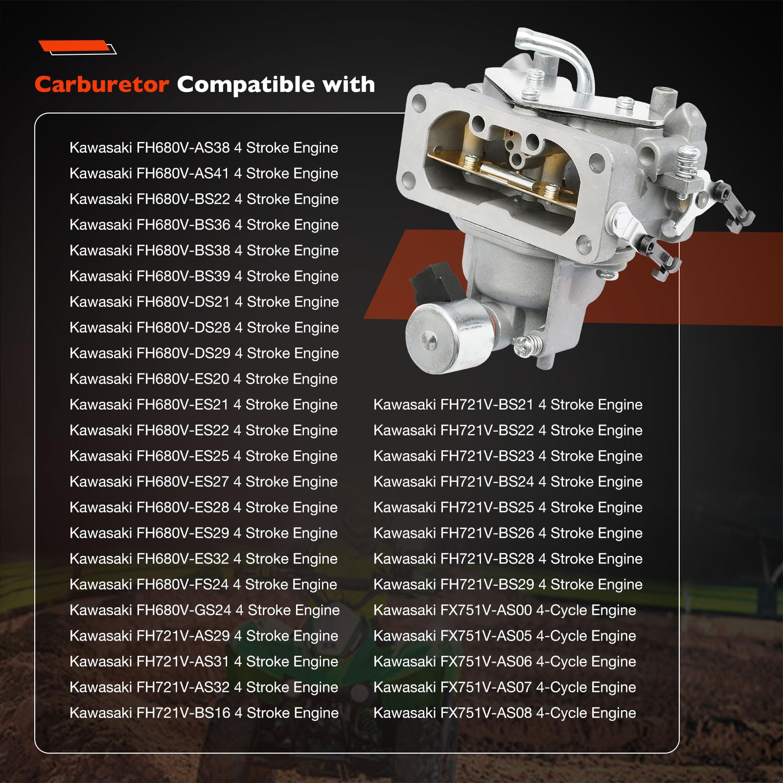 Carburetor With Gaskets For Kawasaki Fh641V Fh661V Fh721V Fx850V 22 Hp Engine Carb Replaces# 15004-1010, 15004-7024, 15004-0757,