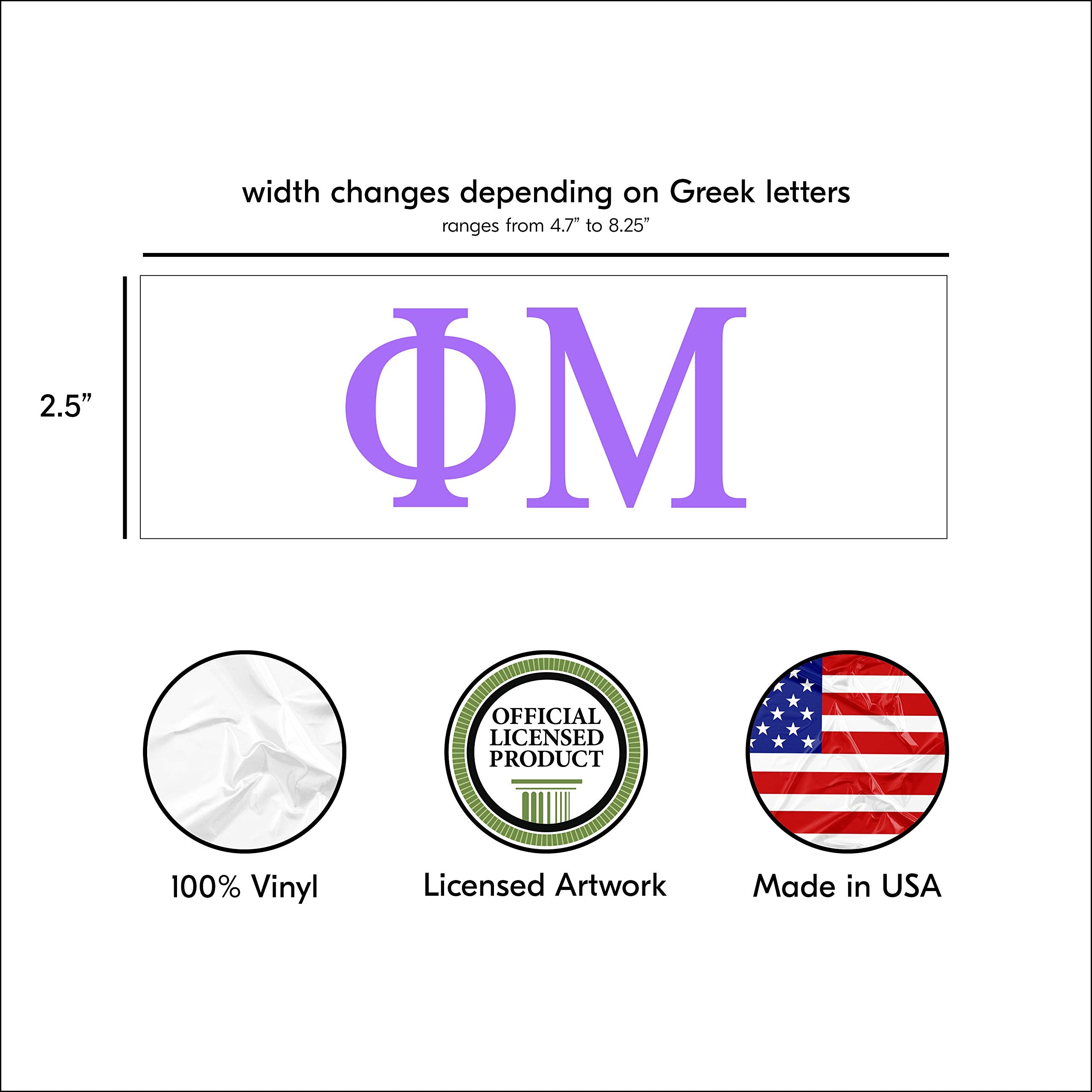 Pro-Graphx Phi Mu Greek Sorority Sticker Decal, 2.5 Inches Tall, Lilac