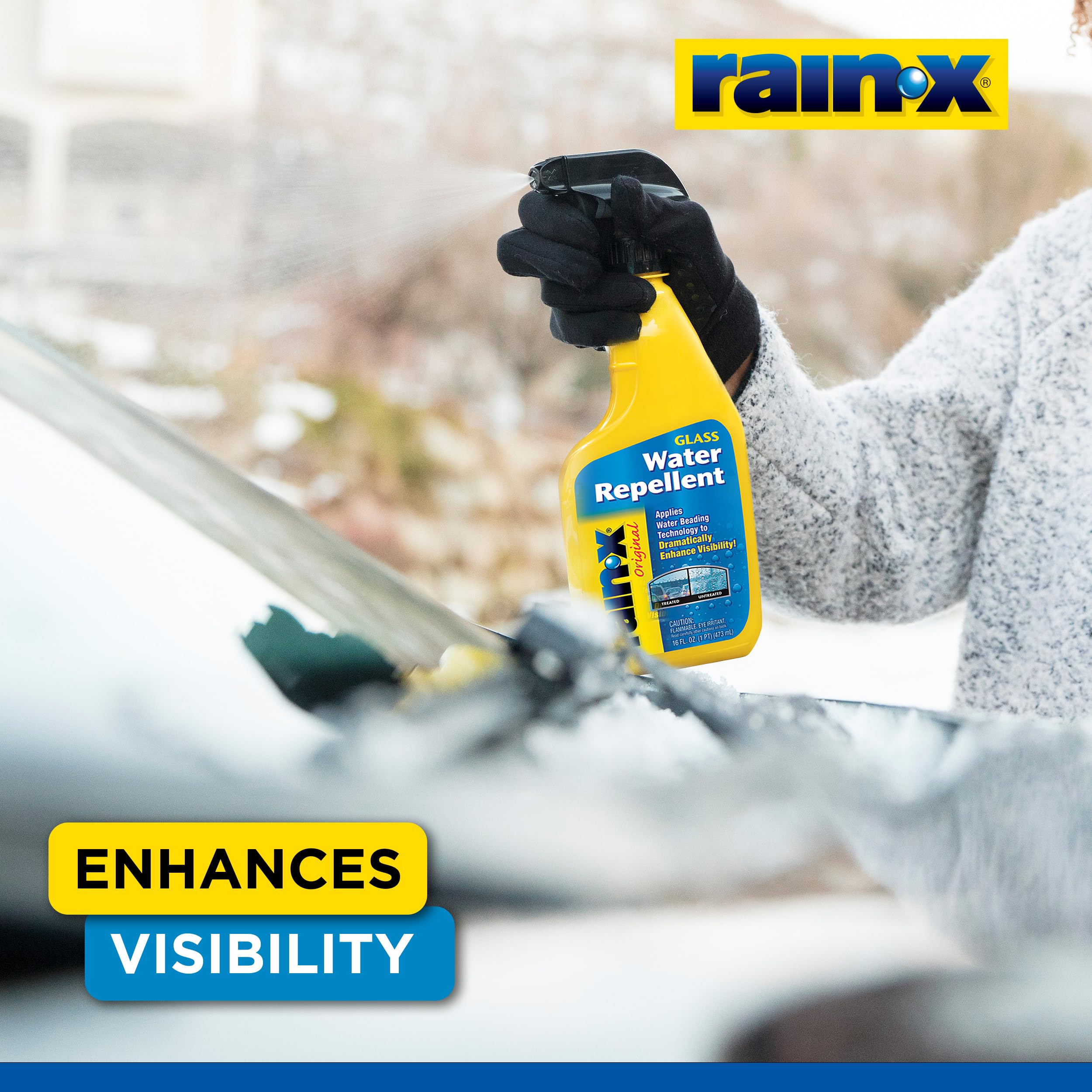 Rain-X 630529 Glass Treatment Trigger, 16 Fl Oz - Exterior Glass Treatment To Drastically Improve Wet Weather Driving Visibility