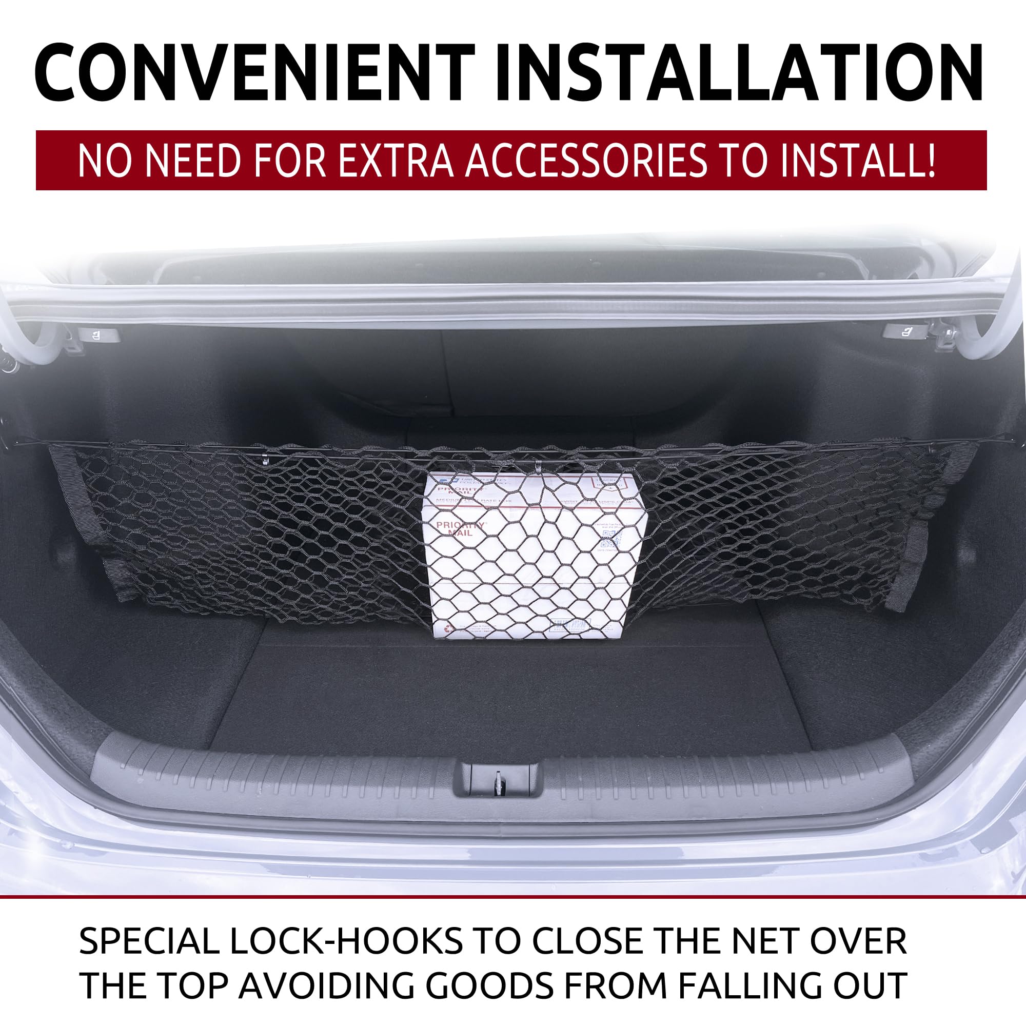 TN TrunkNets Inc Envelope Style Trunk Mesh Cargo Net for Honda Accord 2023-2025, Black, Premium Polyester Organizer