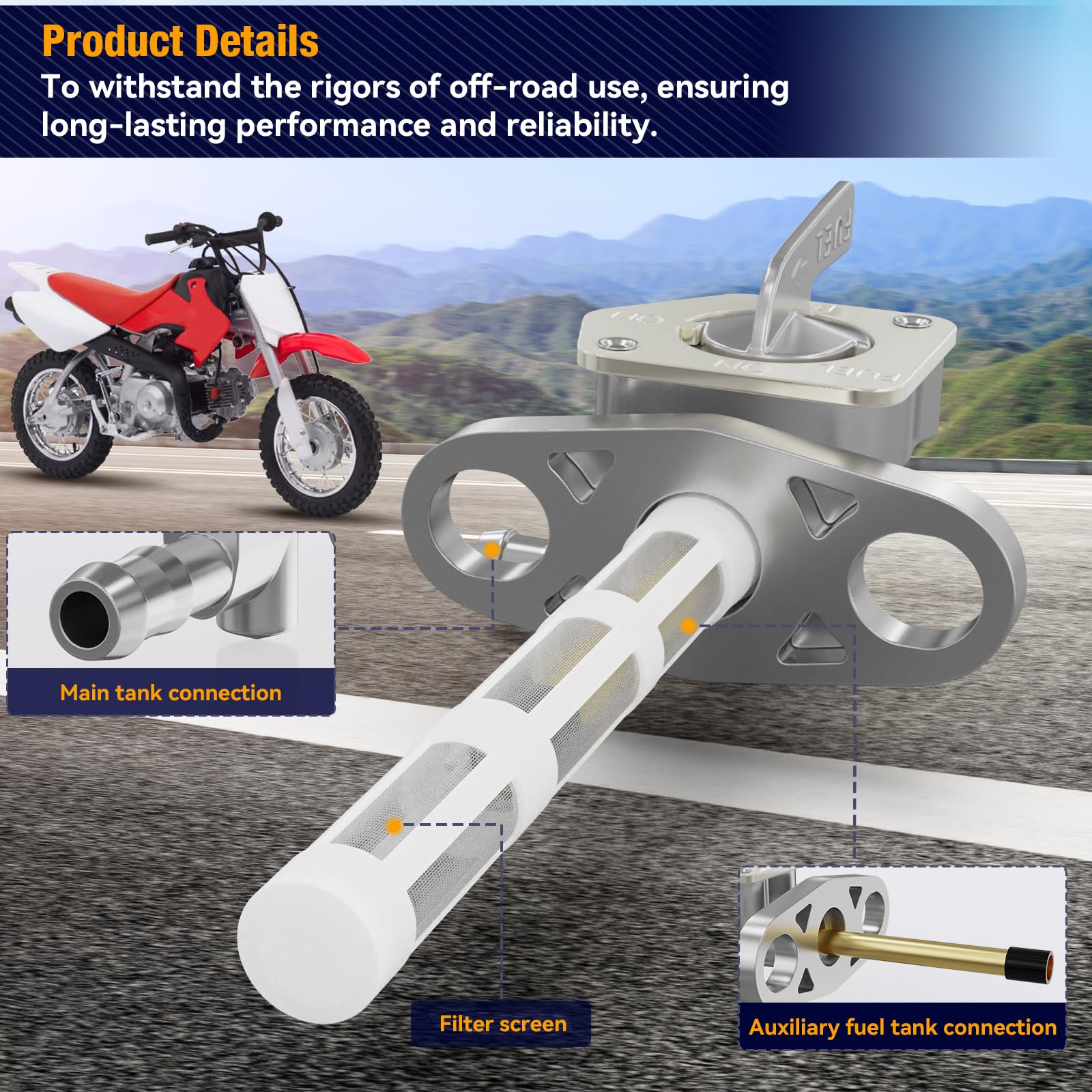 Fuel Valve Petcock Tank Switch Compatible With Honda Xr50 Xr70 Xr80 Xr100 R Crf50 Crf70 Crf80 Crf100 Crf150 Crf230 F 16950-Gel-7