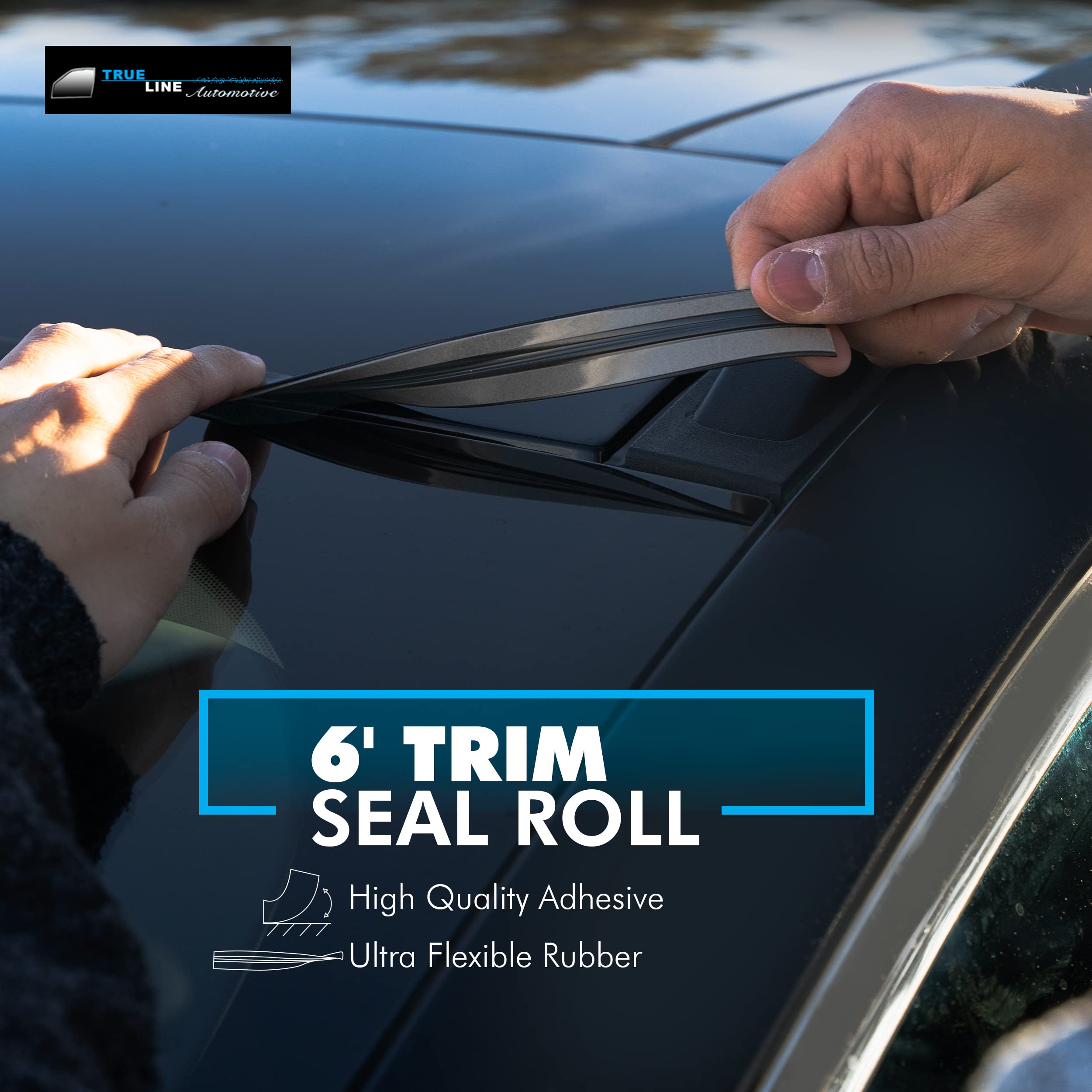 TRUE LINE Automotive Windshield Rubber Seal - 0.75" Wide, 6 FT Long, Flexible Black Gasket for Cars, Trucks, RVs