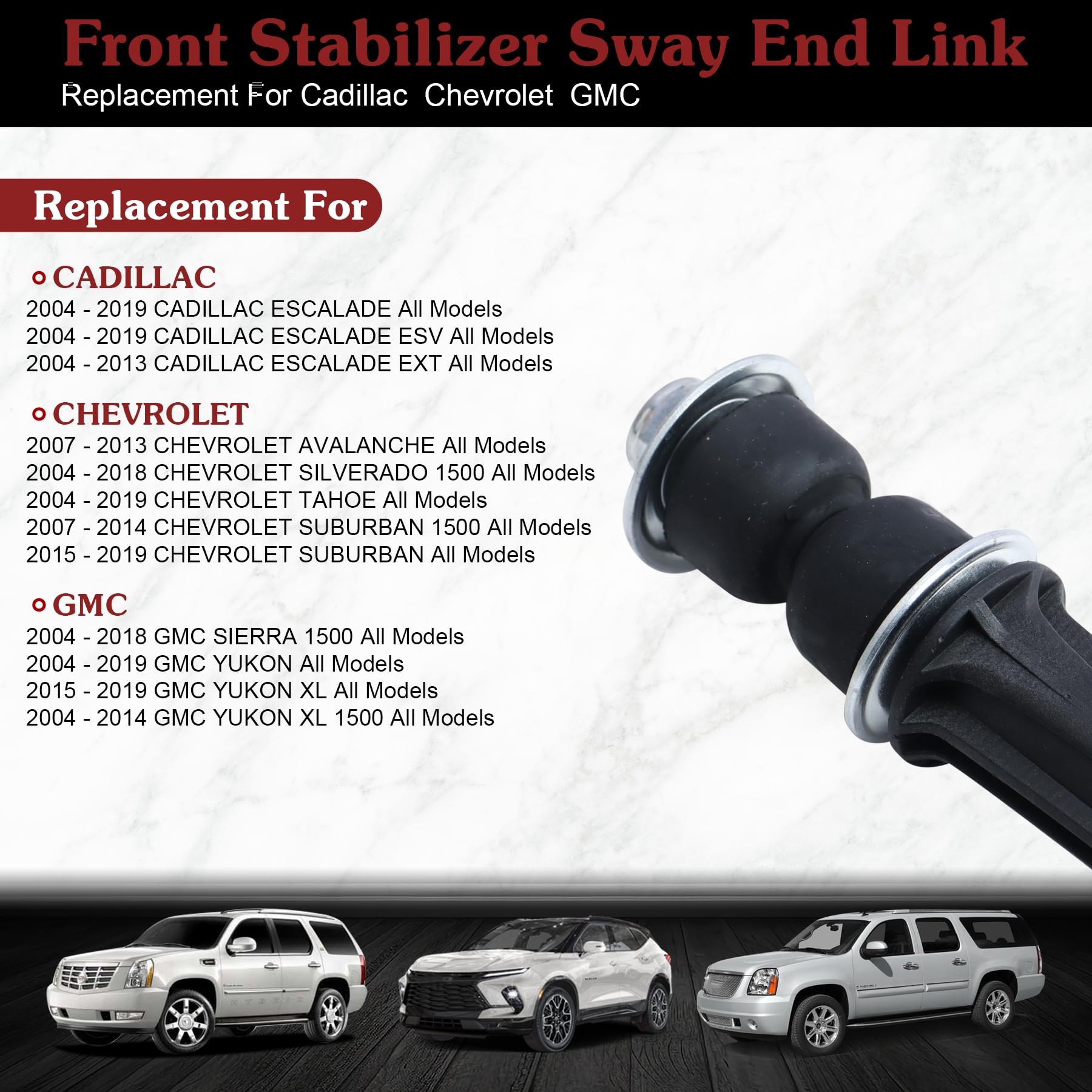 Stiueoav K700432 Sway Bar Link - Front Stabilizer End Link Compatible With 2004-2019 Cadillac Escalade Esv/Ext?2007-2013 Chevrol