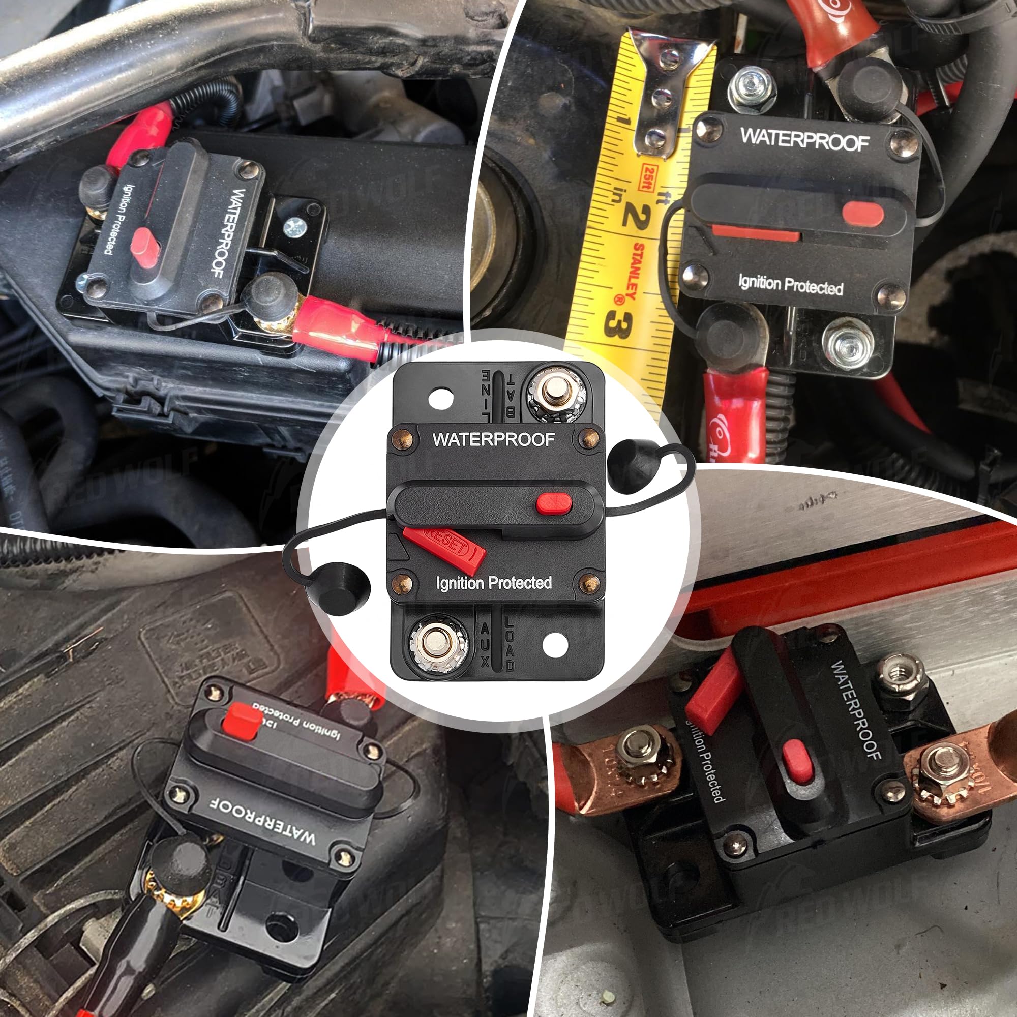 Red Wolf 60Amp Circuit Breaker For Boat Trolling Motor Marine Atv Trailer Vehicles Stereo Audio Electronic Battery Solar System