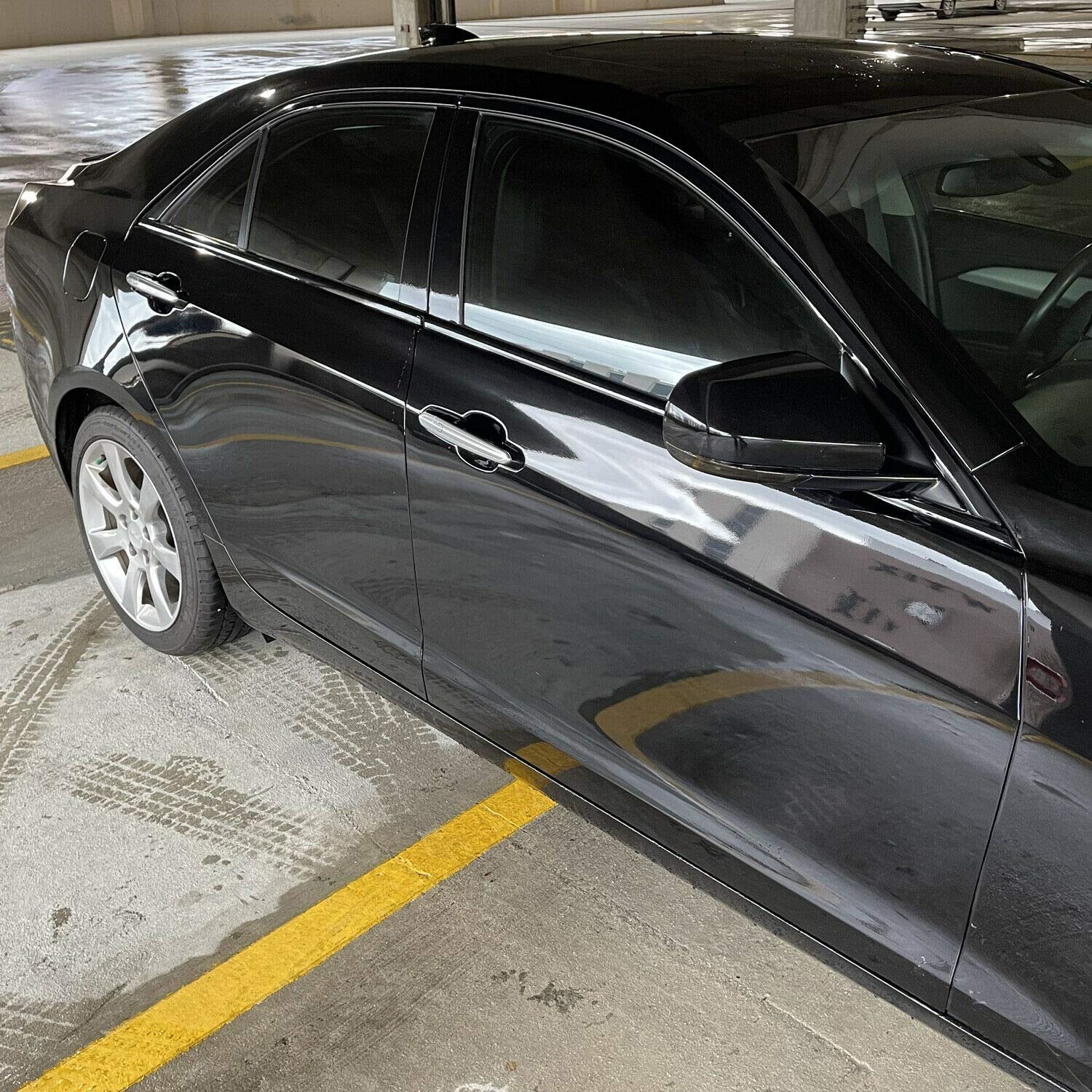 Slickmod Chrome Delete Blackout Vinyl Overlay For 2013-2018 Cadillac Ats Sedan Window Trim (Gloss Black)