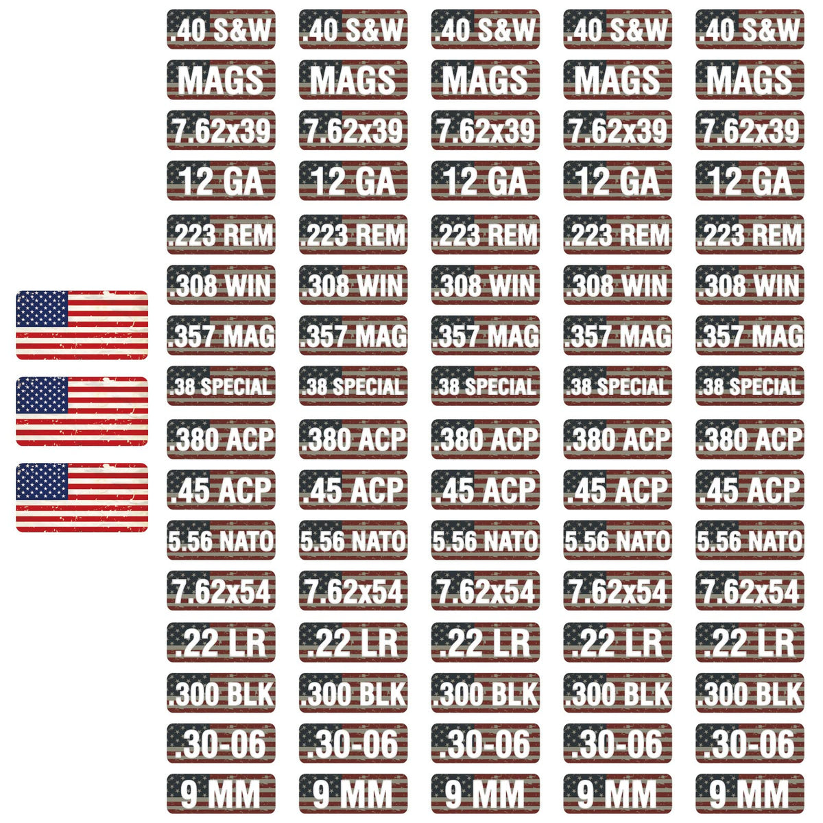 Aolamegs Ammo Can Vinyl Sticker Set Decal Label for Cans Cases Boxes .22 .223 .308 9MM .380 .45 5.56 7.62 12GA 300BLK (Choose Yo
