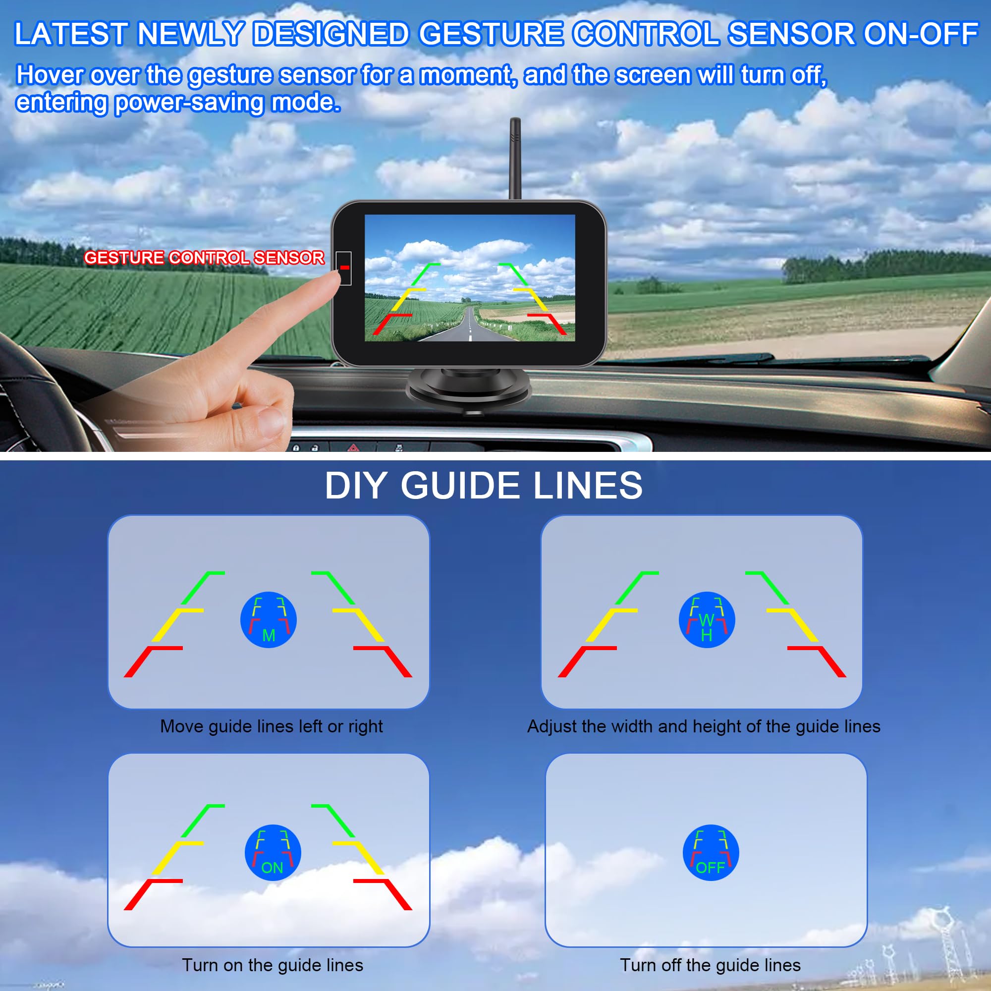 Yimu Solar Magnetic Wireless Backup Camera For Truck Andtrailers, Portable, Cordless, Scratch-Proof, 2Mins Easy Install, No Wiri