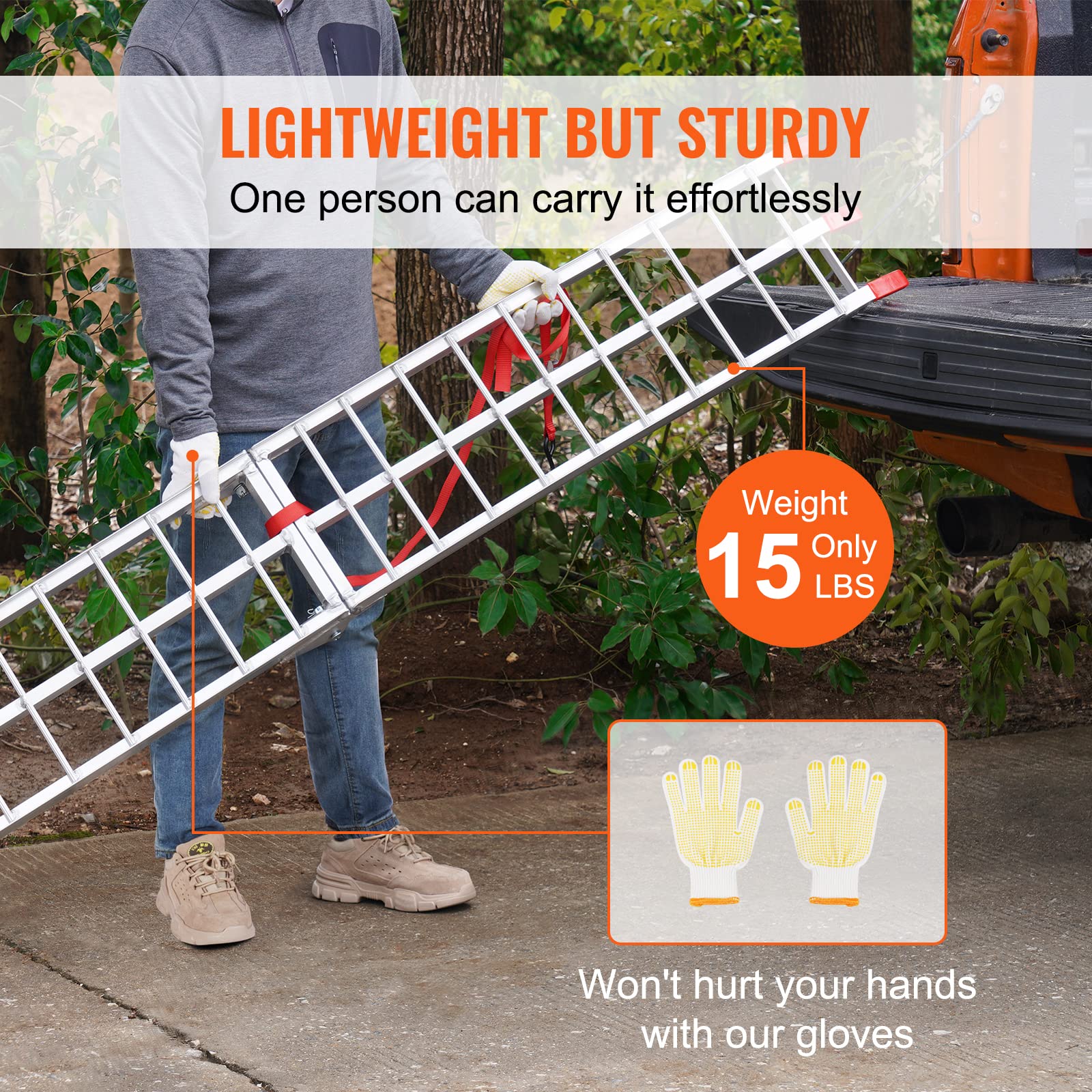 VEVOR Motorcycle Ramps, 750lbs Folding Loading Ramps for Pickup Trucks Bed, Trailers Ramp with Load Straps for Motorcycle, Dirt