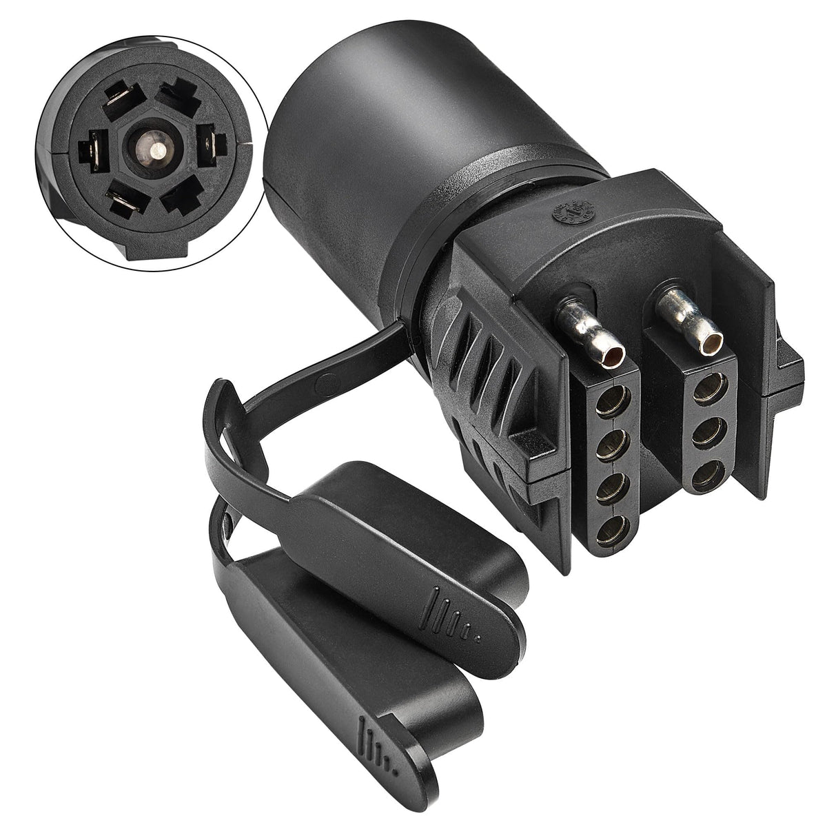 Oyviny 7 Pin Round To 4 Pin And 5 Pin Flat Blade Trailer Adapter, 7 To 5 Pin Trailer Plug Adapter 2-In-1 Design