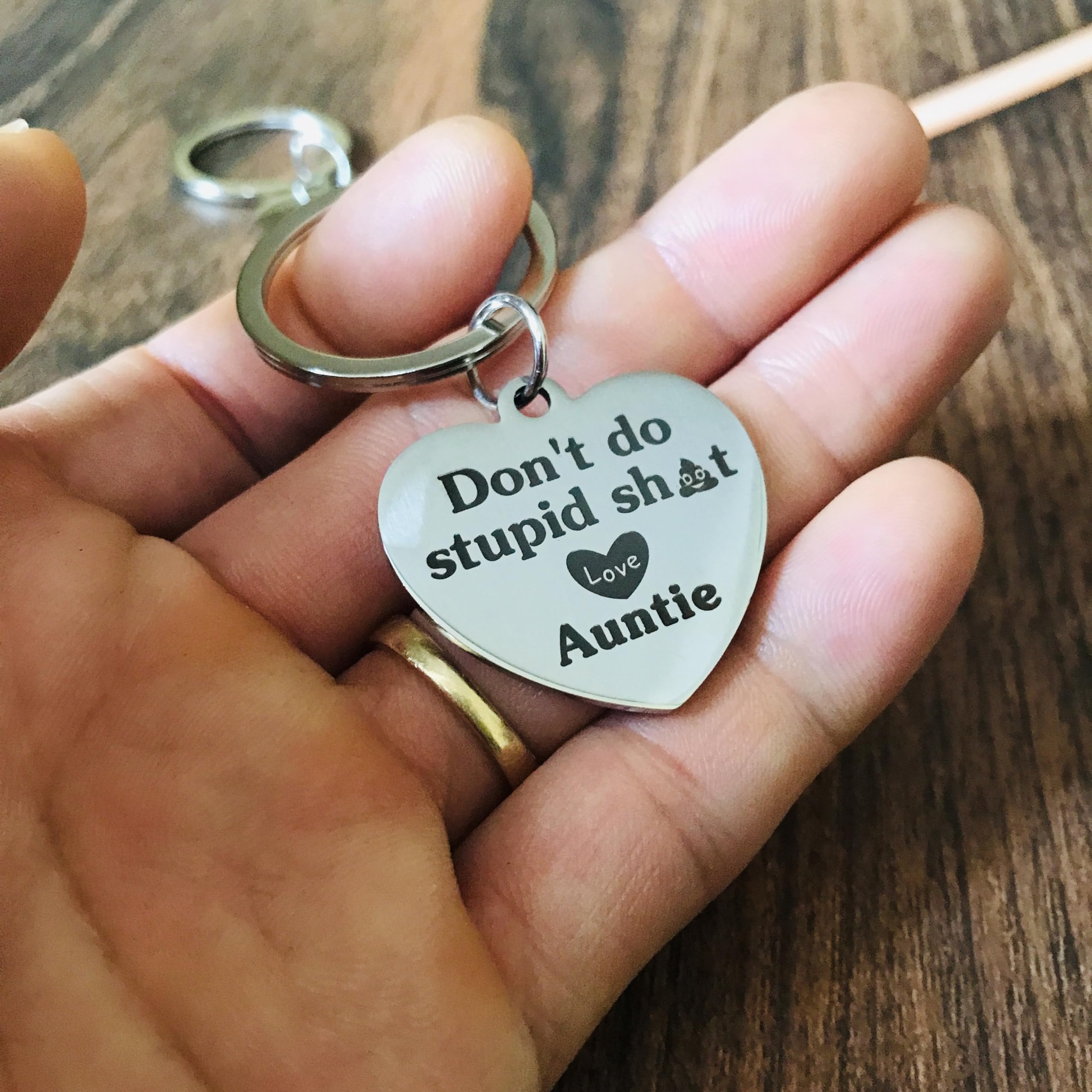 Funny Gifts For Nephew Niece From Aunt Don'T Do Stupid Sh*T Love Auntie Keychain For Teenage Teen Boys Girls Mother'S Day Father