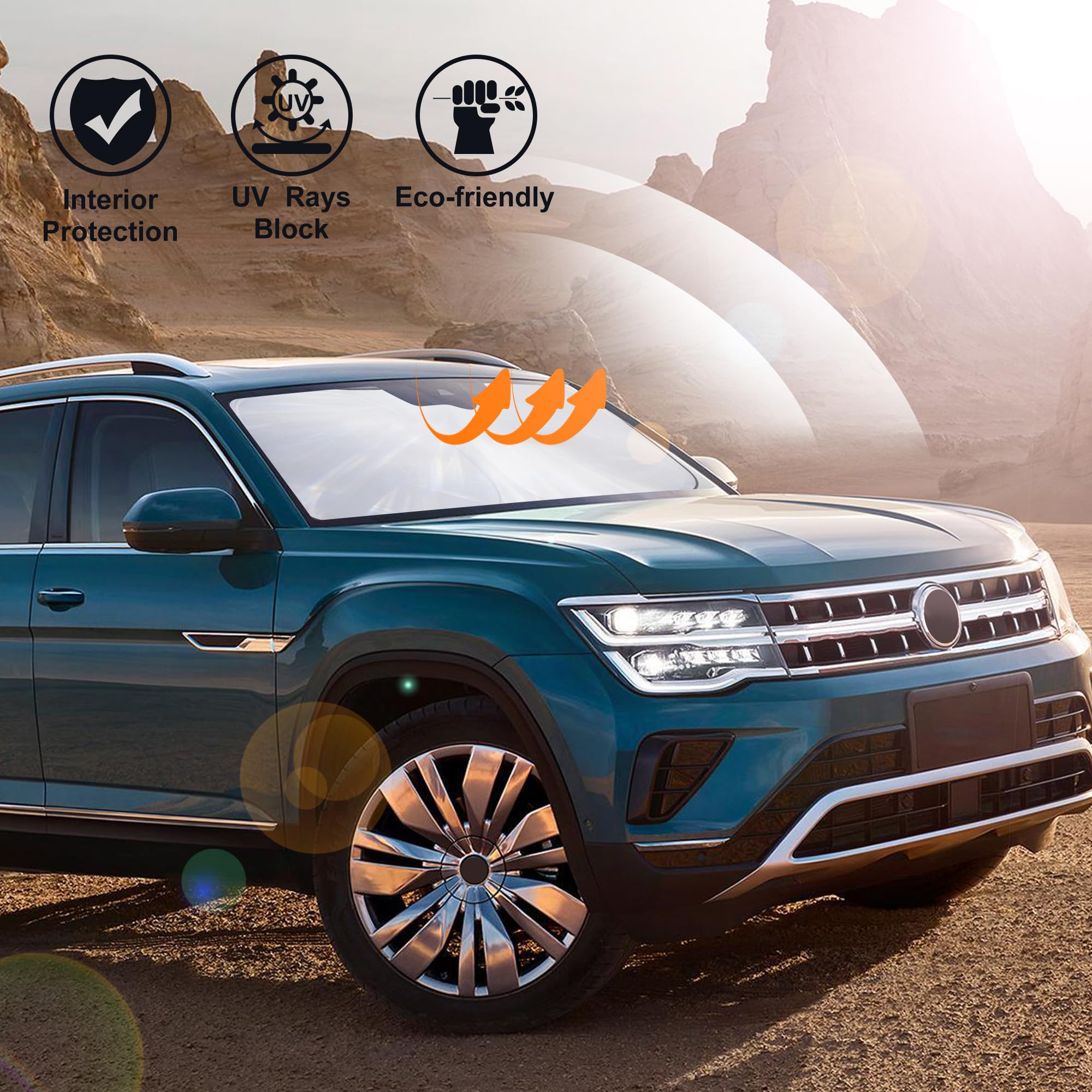 Windshield Sun Shade For 2018-2024 2025 Volkswagen Atlas Vw Atlas Cross Sport Accessories Front Window Sunshade Shield Keep Your