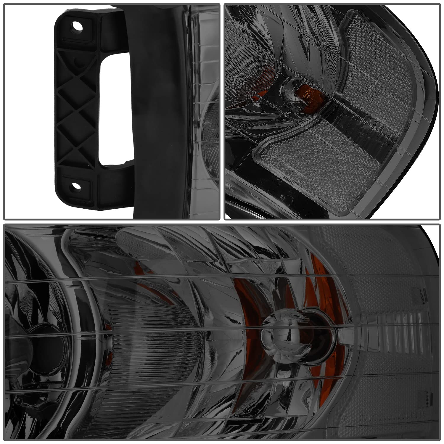 Dna Motoring Hl-Oh-Dr02-Sm-Cl1 Smoke Lens Clear Corner Headlights Compatible With 02-05 Ram 1500/03-05 Ram 2500 3500, Left & Rig