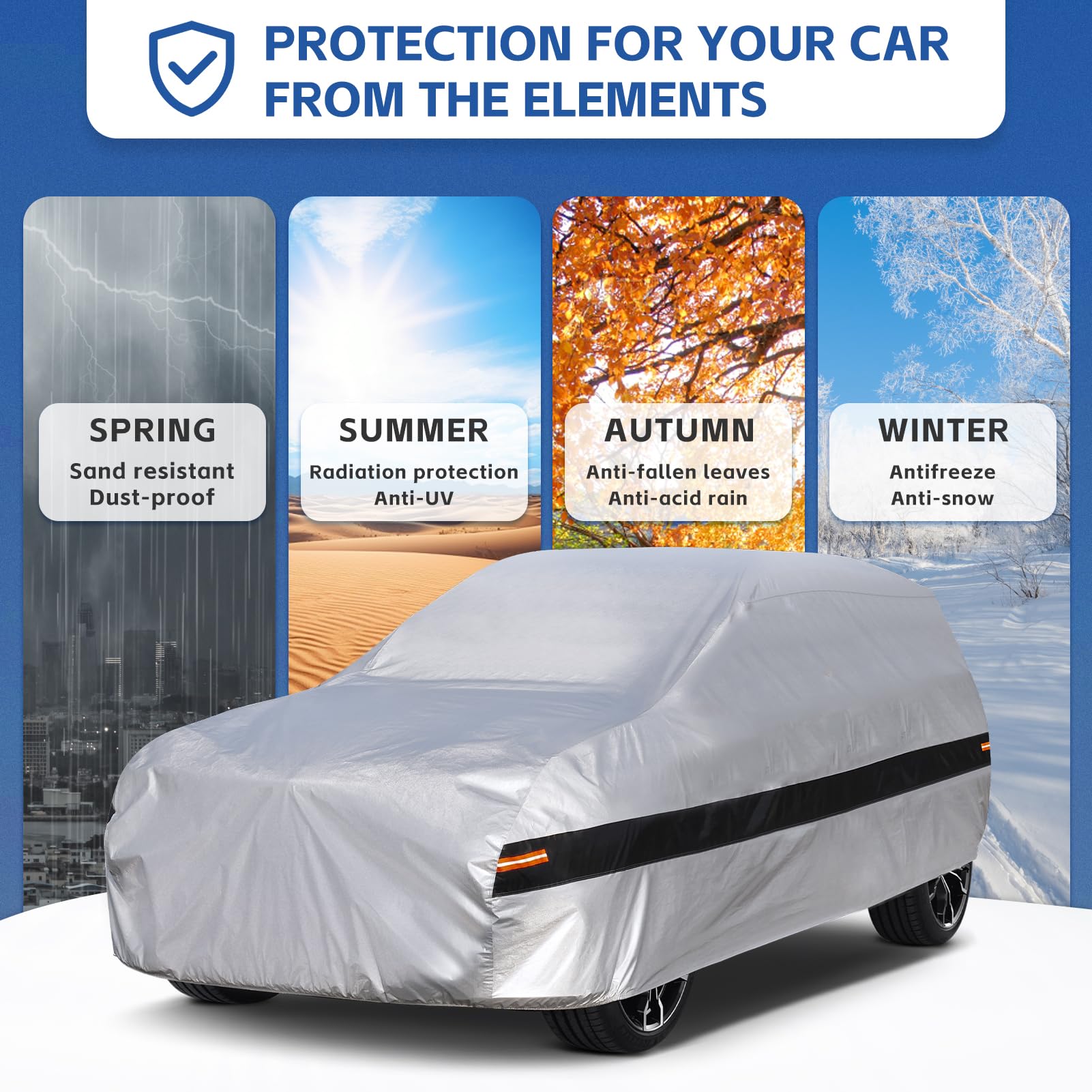 Holthly 10 Layers SUV Car Cover Custom Fit for Toyota 4Runner (2002-2024) Waterproof All Weather for Automobiles, Full Cover Rai