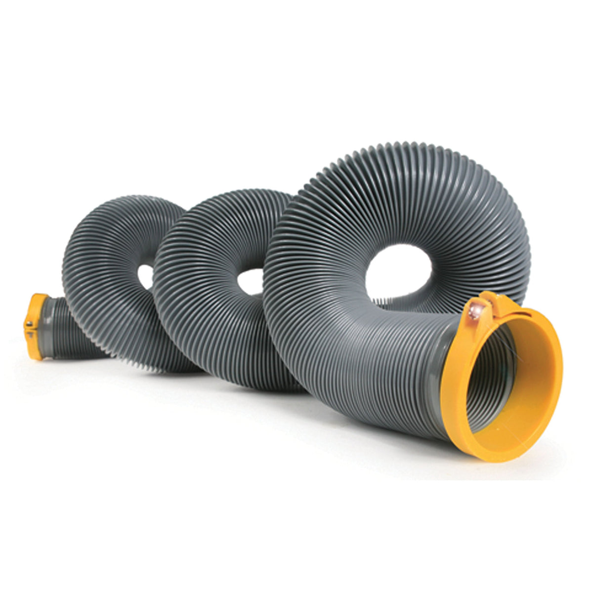 Camco Durable High Tensile Strength Vinyl Sewer Hose with Steel Wire Core and Self Clamping Fittings - 15 Hose, Great for Year R