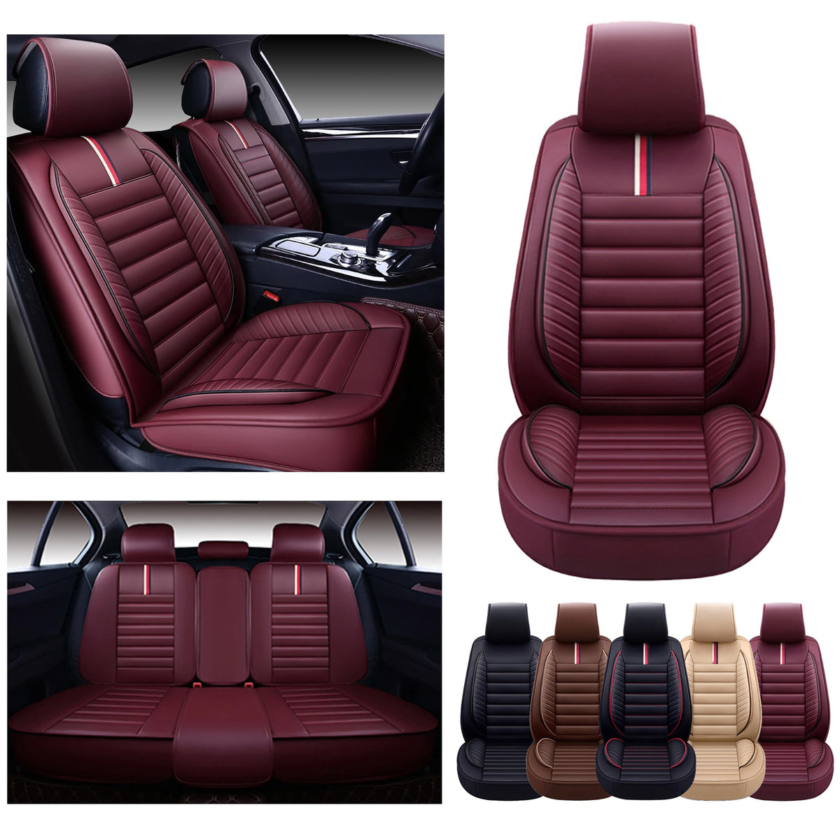 Oasis Auto Car Seat Covers Premium Waterproof Faux Leather Cushion Universal Accessories Fit Suv Truck Sedan Automotive Vehicle