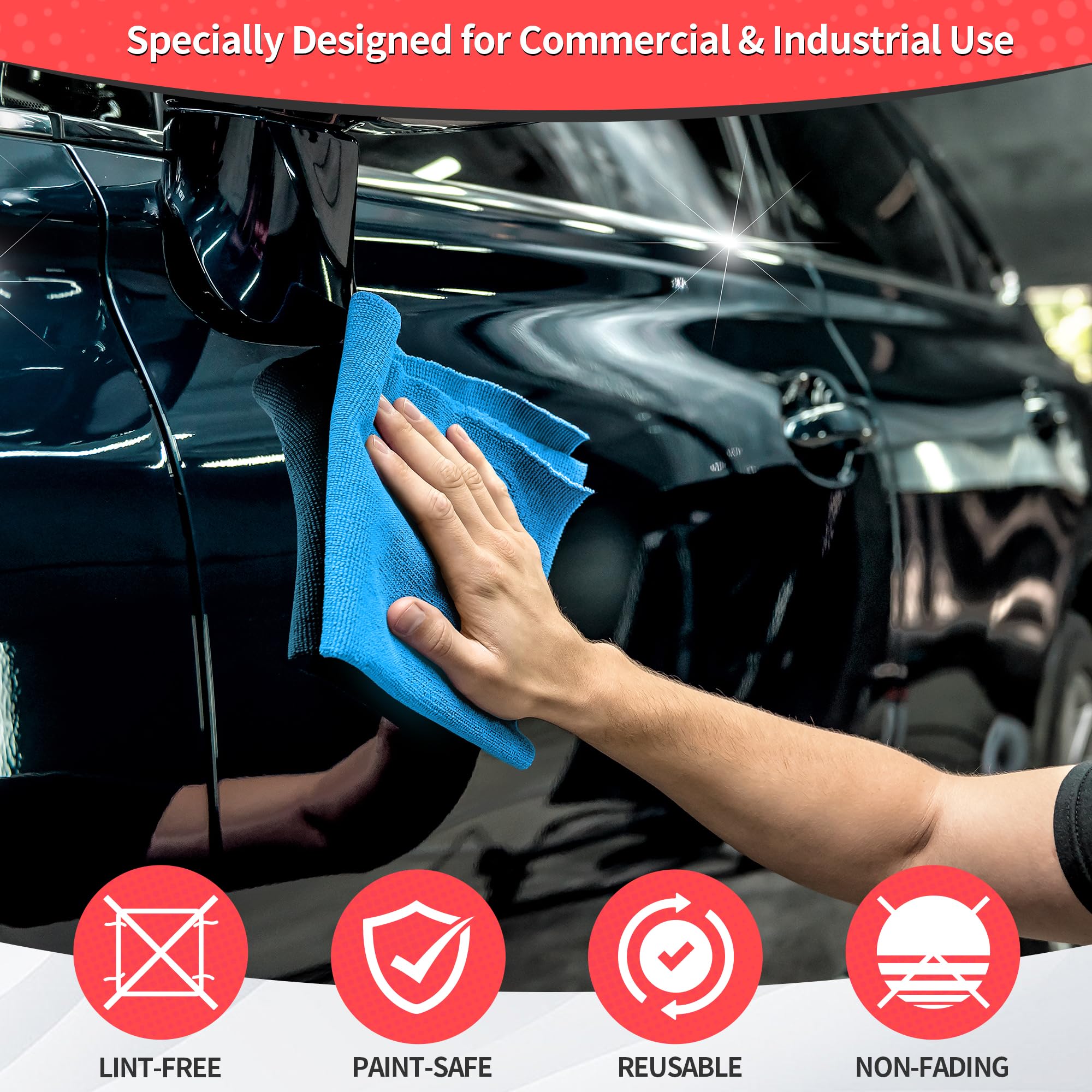 Homerhyme Shop Towels, 100 Pack Microfiber Towels For Cars, Microfiber Cleaning Cloths, Bulk Multipurpose Lint-Free Cleaning Rag