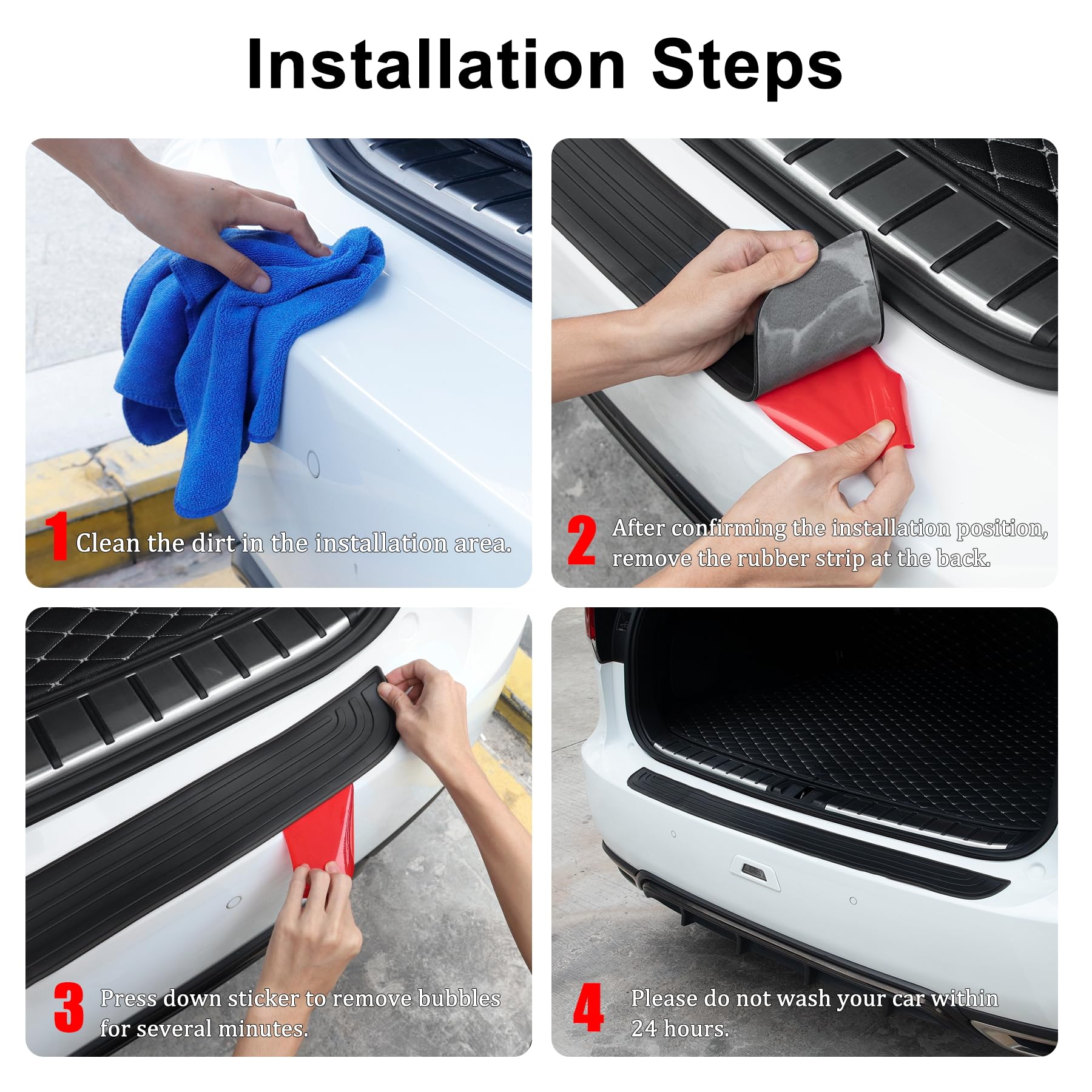 SINGARO Car Rear Bumper Protector, 41inch x3.5inch Car/SUV Universal Rubber Anti-Scratch Trunk Exterior Accessories(Black)