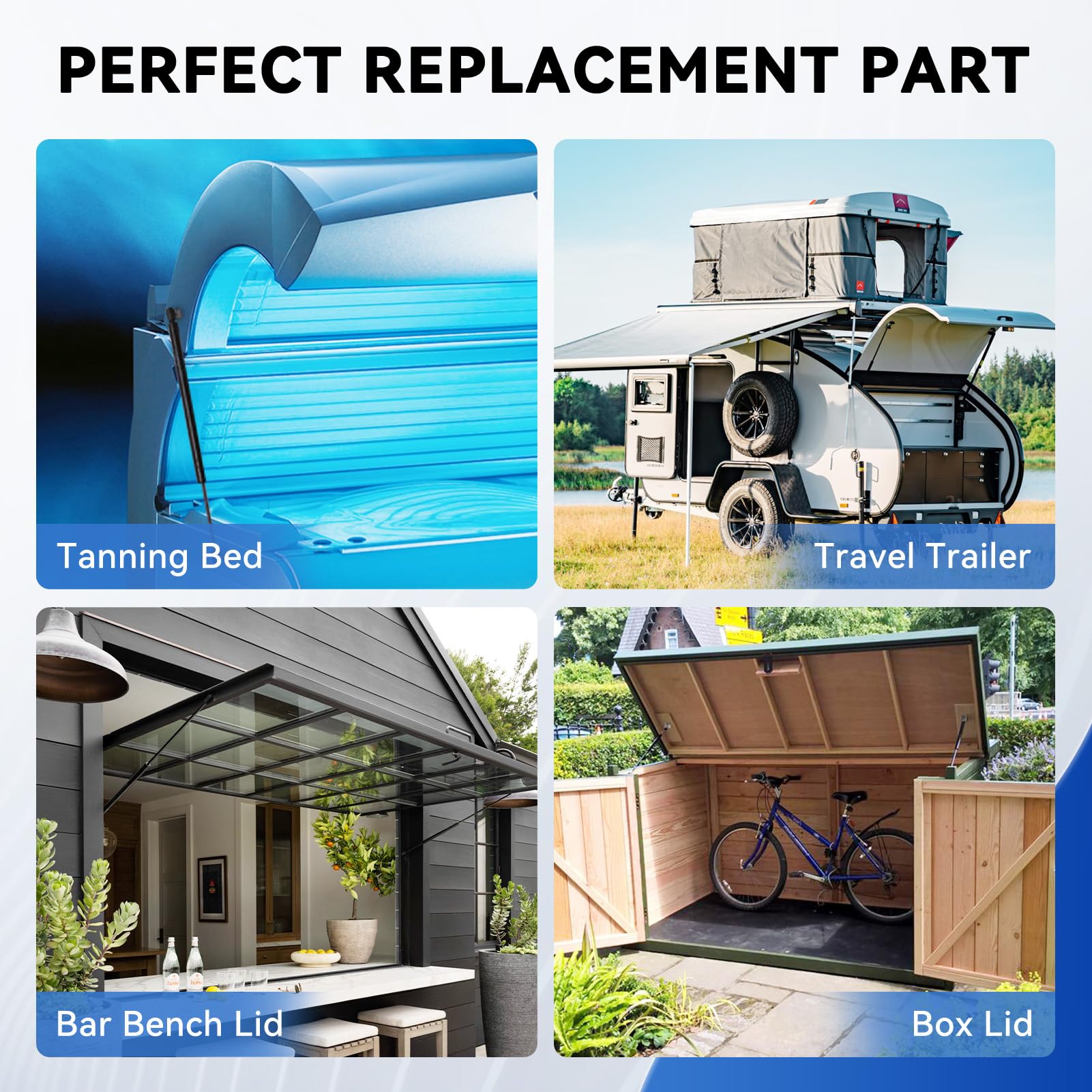 C16-08053 20 inch 80 lb Gas Strut Spring Shocks, 71794 20'' 80 Pounds for Tanning Bed RV Bed Tonneau Cover Boat Hatch Engine Cov