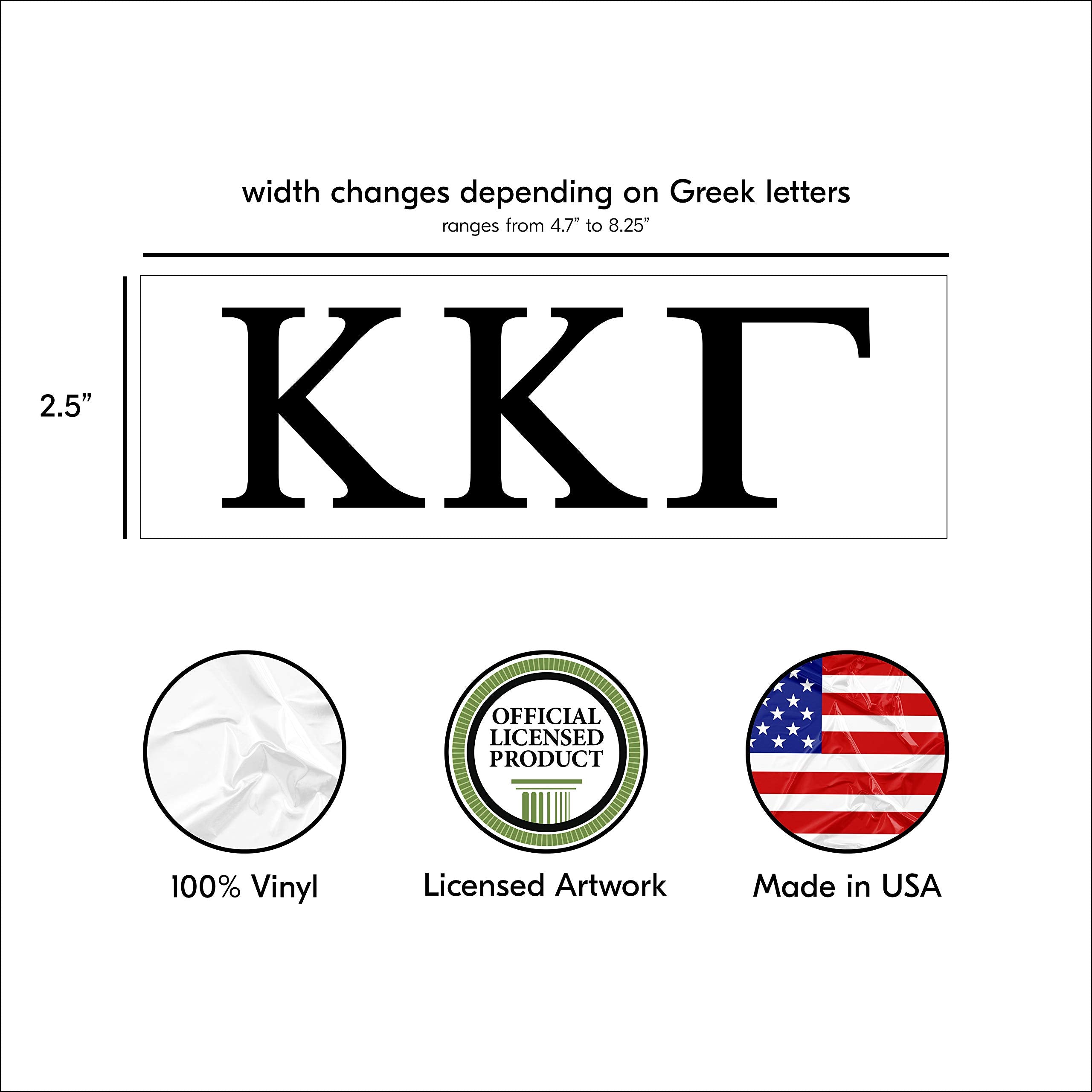Pro-Graphx Kappa Kappa Gamma Greek Sorority Sticker Decal, 2.5 Inches Tall, Black