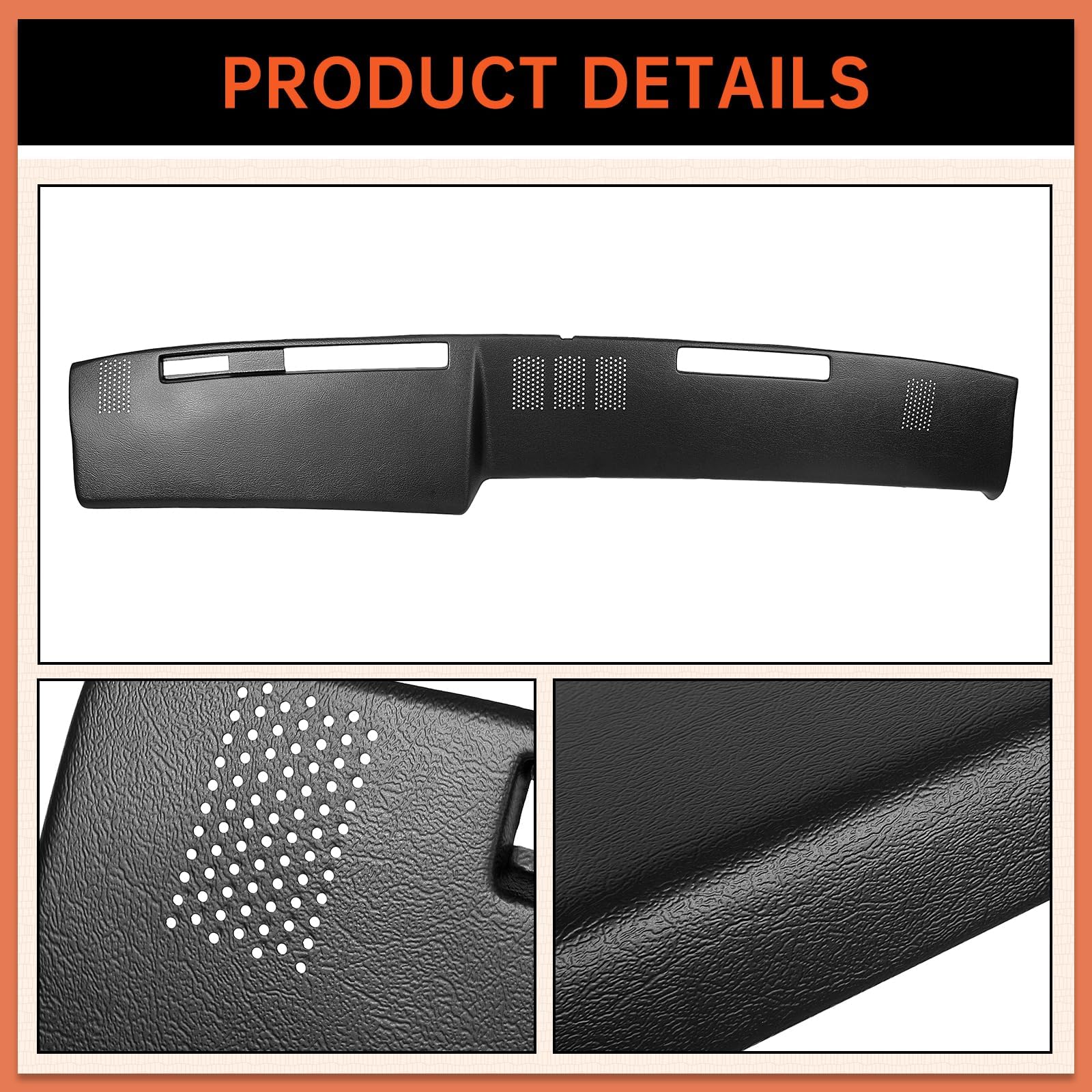 ECOTRIC Black Dashboard Cover Compatible with 1981-1991 Chevrolet GMC C/K/R/V Truck/SUV Pickup Car Interior Dash Pad Cap