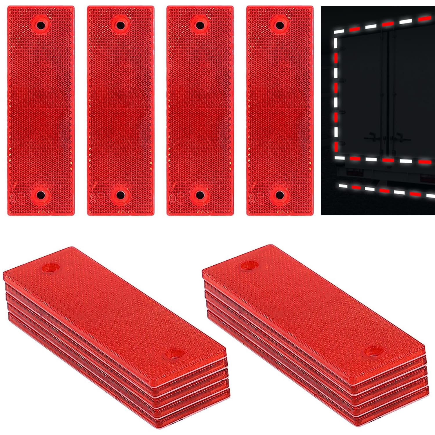 Smseace 15Pcs Safety Reflectors Self Adhesive Trailer Reflectors,Car Reflector,Reflectors For Driveway Used For Truck,Rvs,Motorcycle,Cars,Bus Safety Reflectors