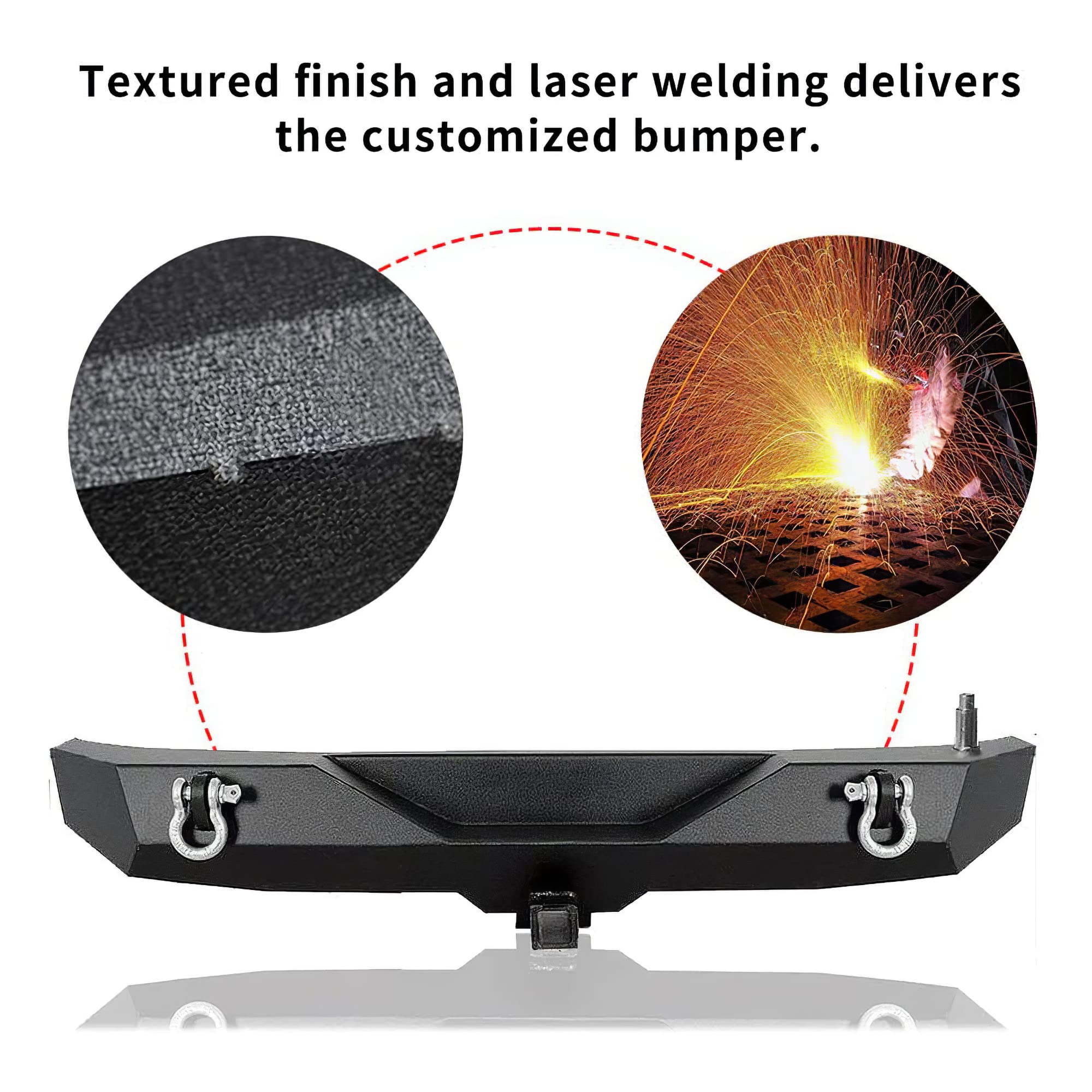 Ledkingdomus Rear Bumper With Tire Carrier And 2'' Hitch Receiver Compatible With 07-18 Jeep Wrangler Jk Jku Rubicon Sahara Spor